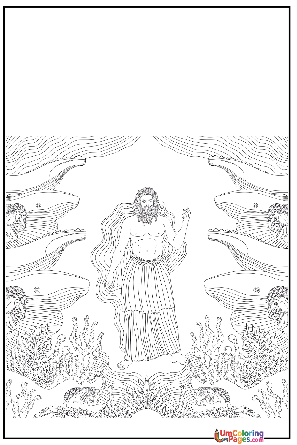 Poseidon coloring page 4 - free printable PDF
