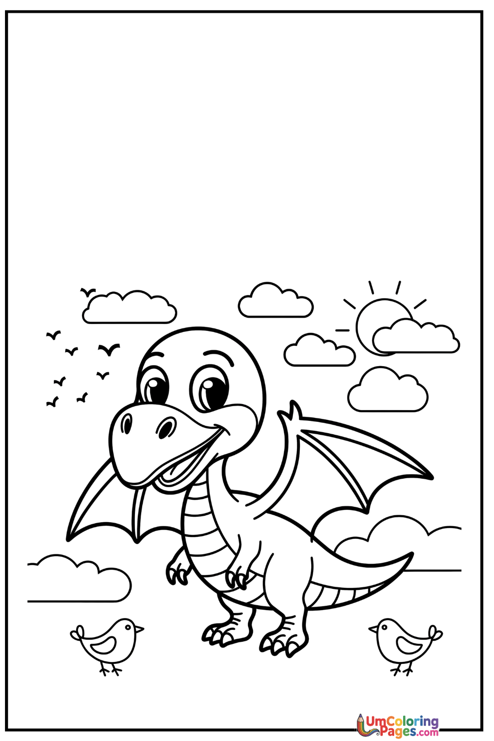 Pterodactyl coloring page 3 - free printable PDF