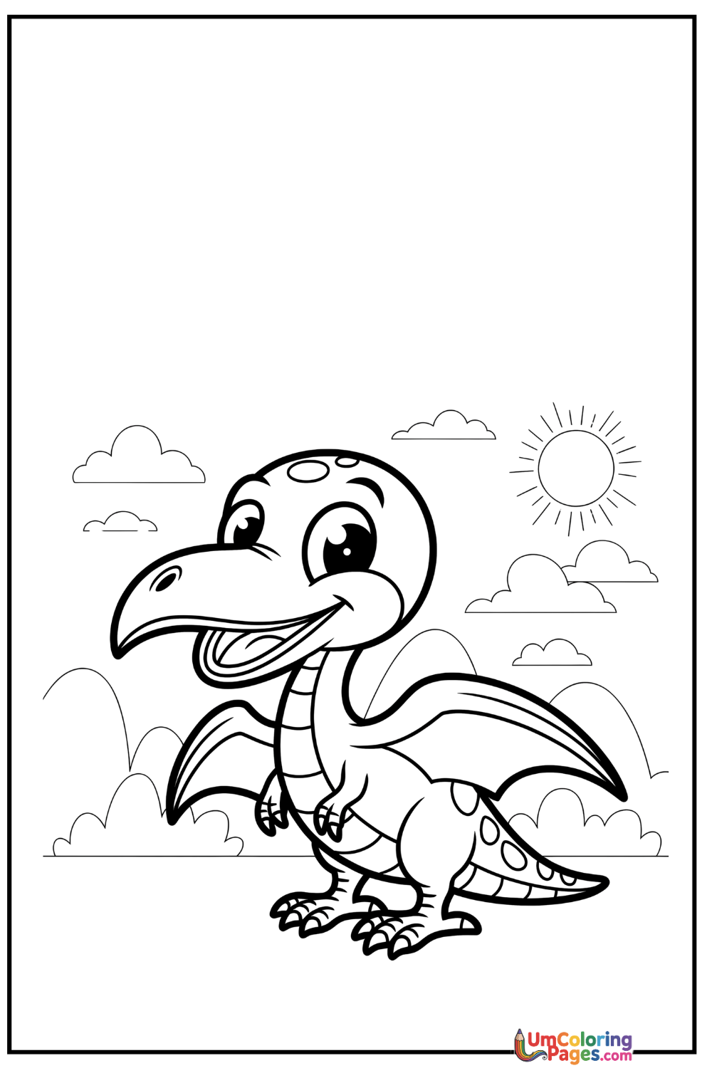 Pterodactyl coloring page 4 - free printable PDF