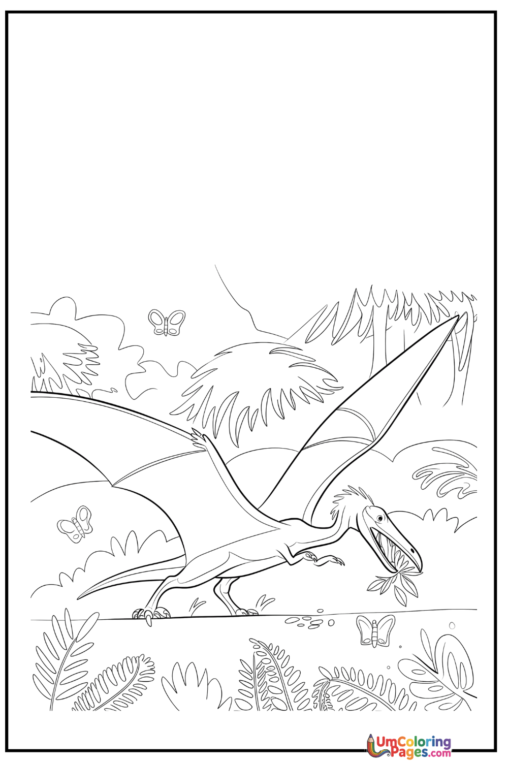 Pterodactyl coloring page 5 - free printable PDF