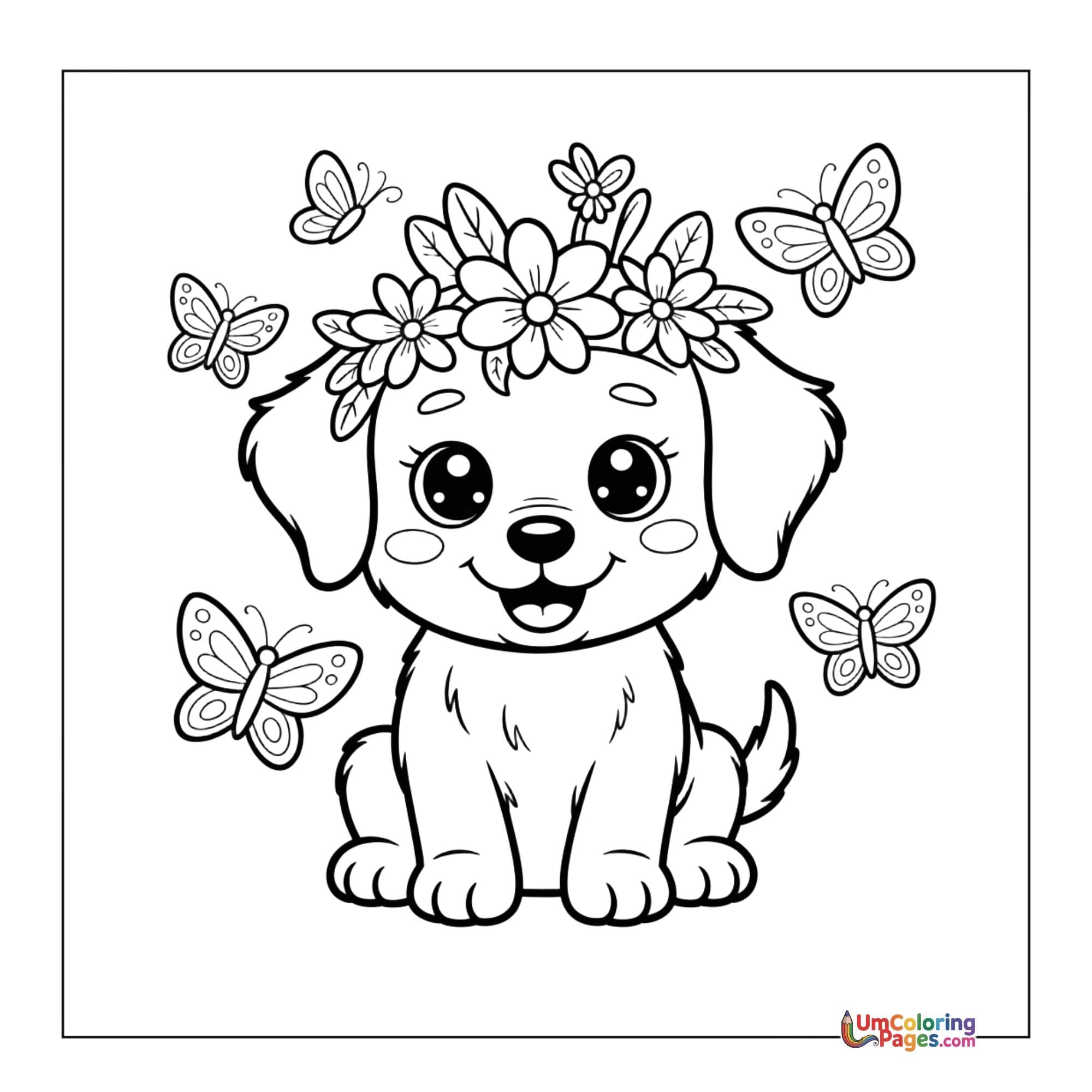 Puppy coloring page 4 - free printable PDF