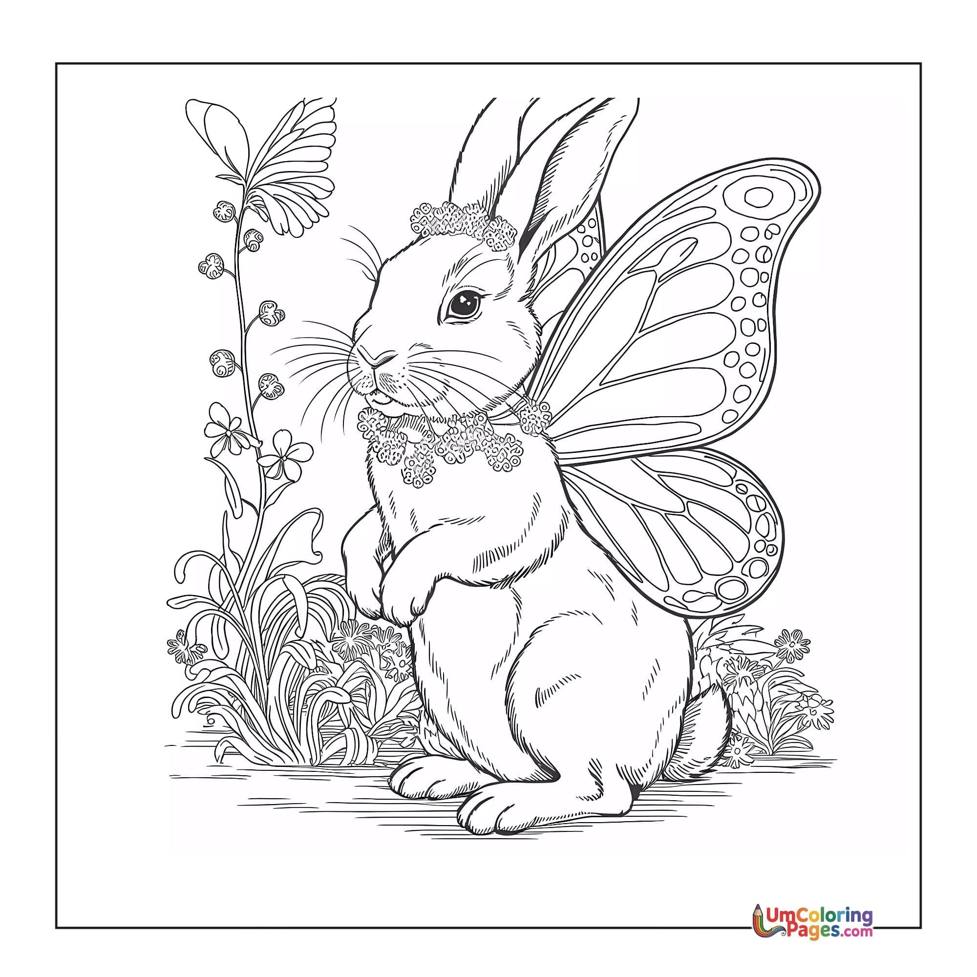 Rabbit coloring page 2 - free printable PDF
