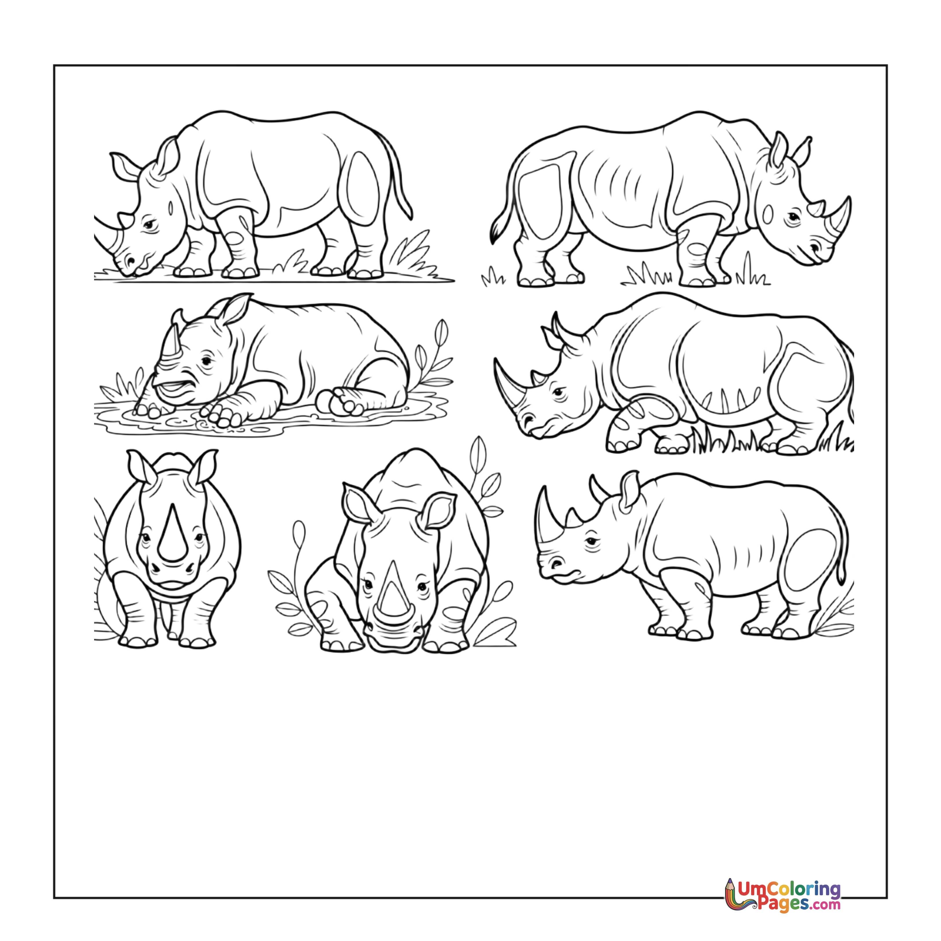 Rhinoceros coloring page 2 - free printable PDF