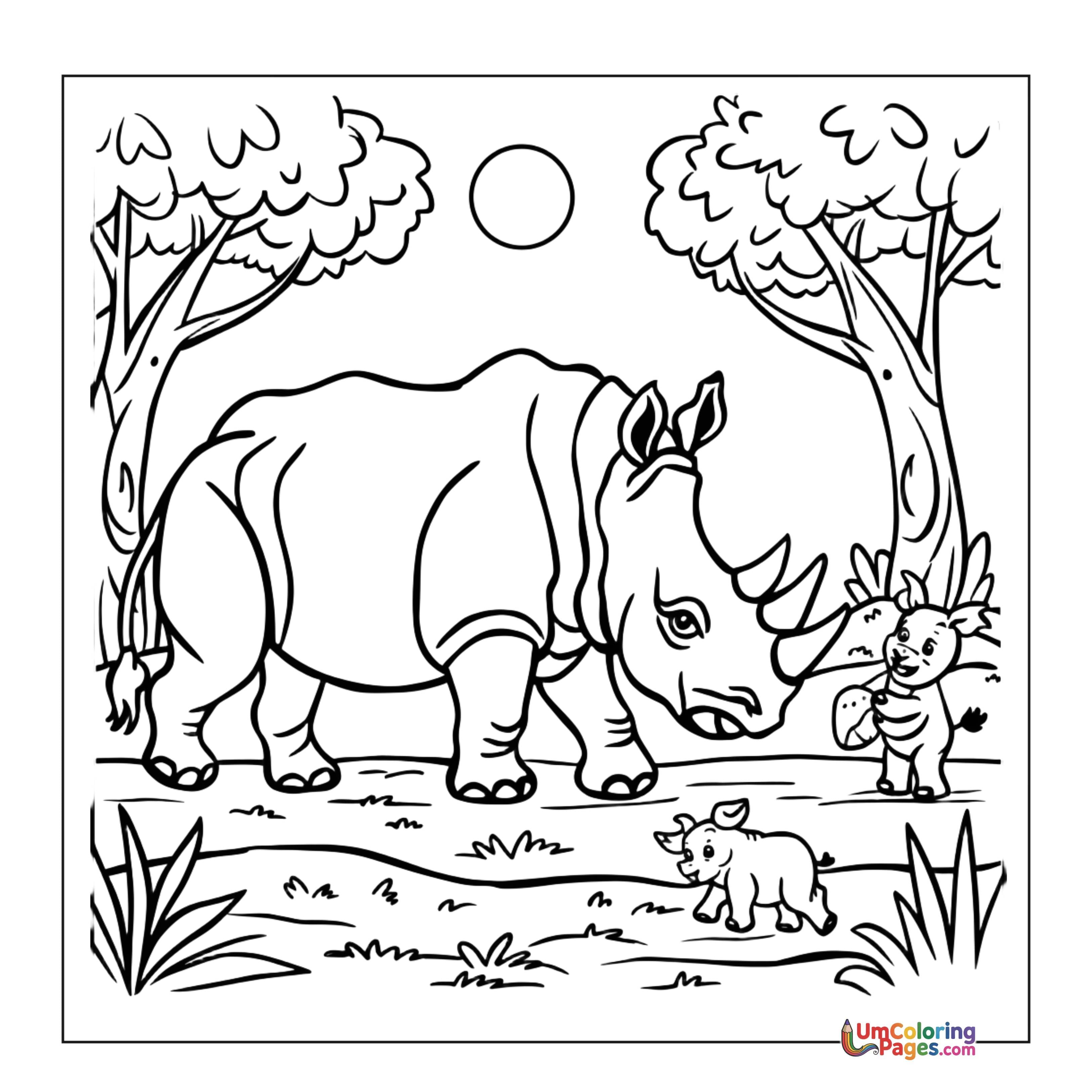 Rhinoceros coloring page 6 - free printable PDF