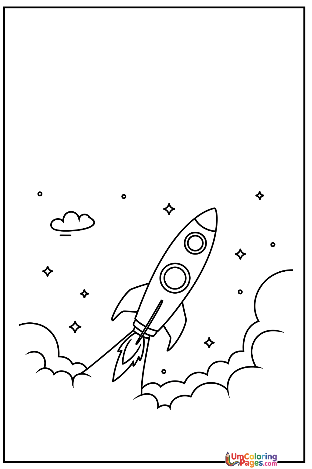 Rocket coloring page - free printable PDF for kids