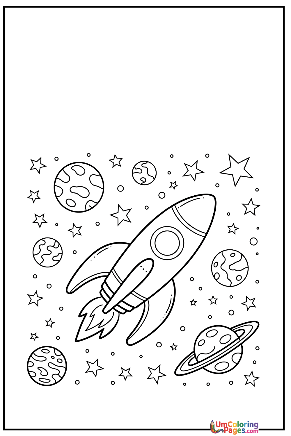 Rocket coloring page 2 - free printable PDF