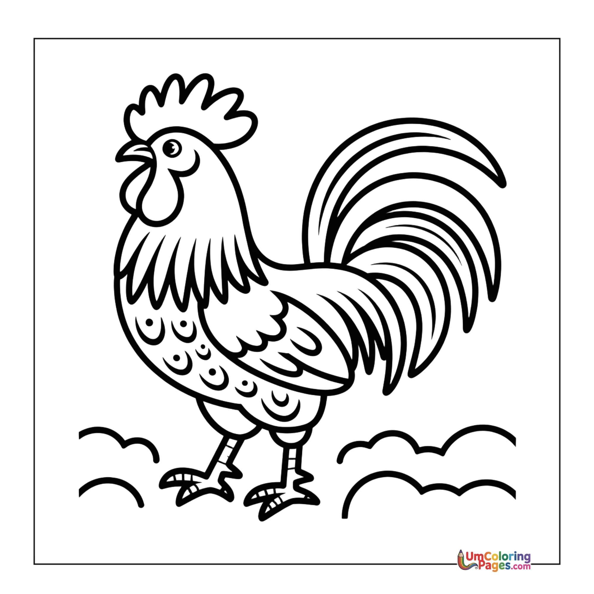 Rooster coloring page - free printable