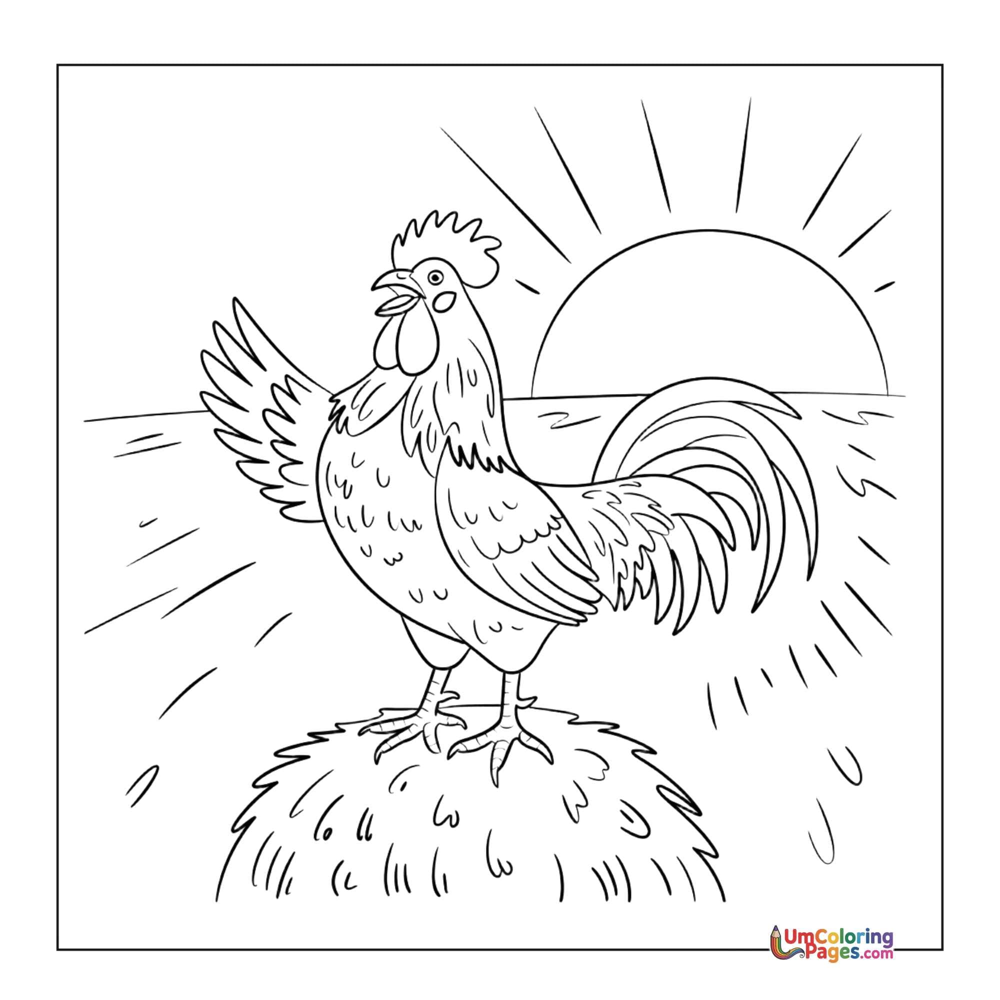 Rooster coloring page 2 - free printable PDF