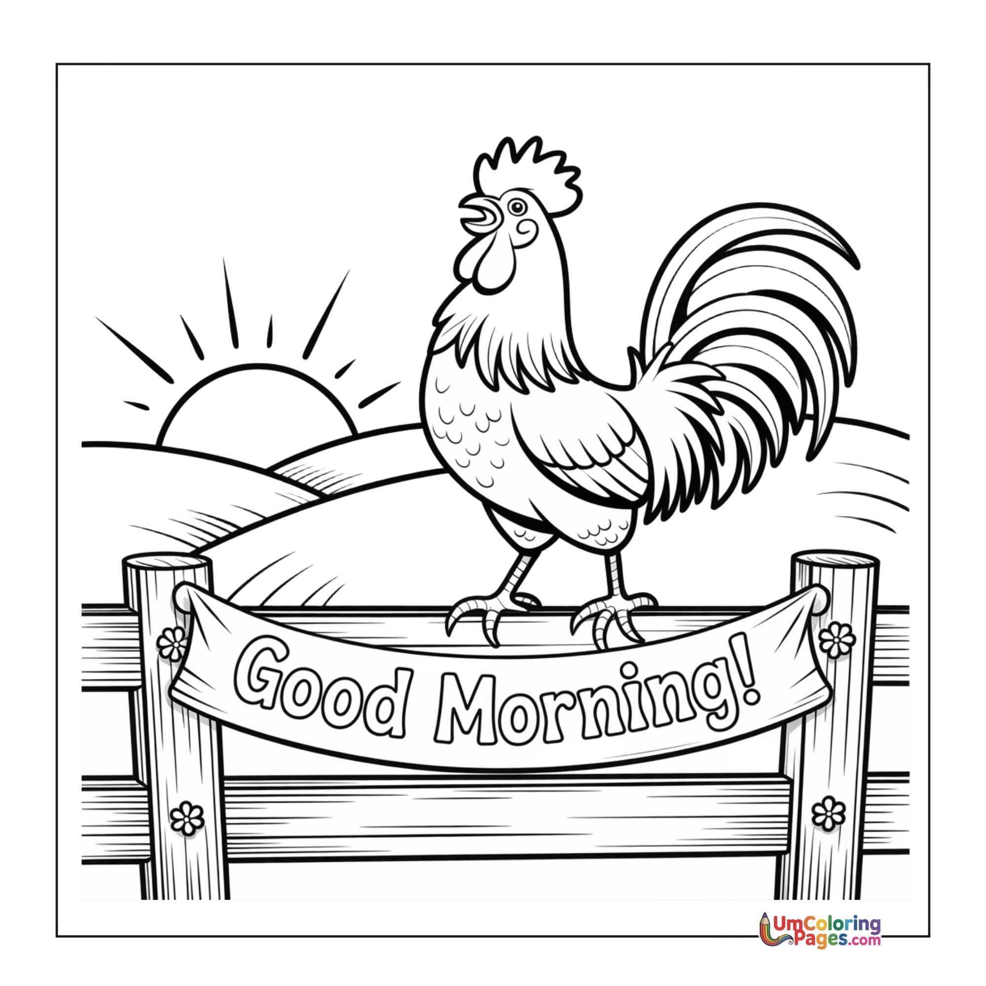 Rooster coloring page 5 - free printable PDF