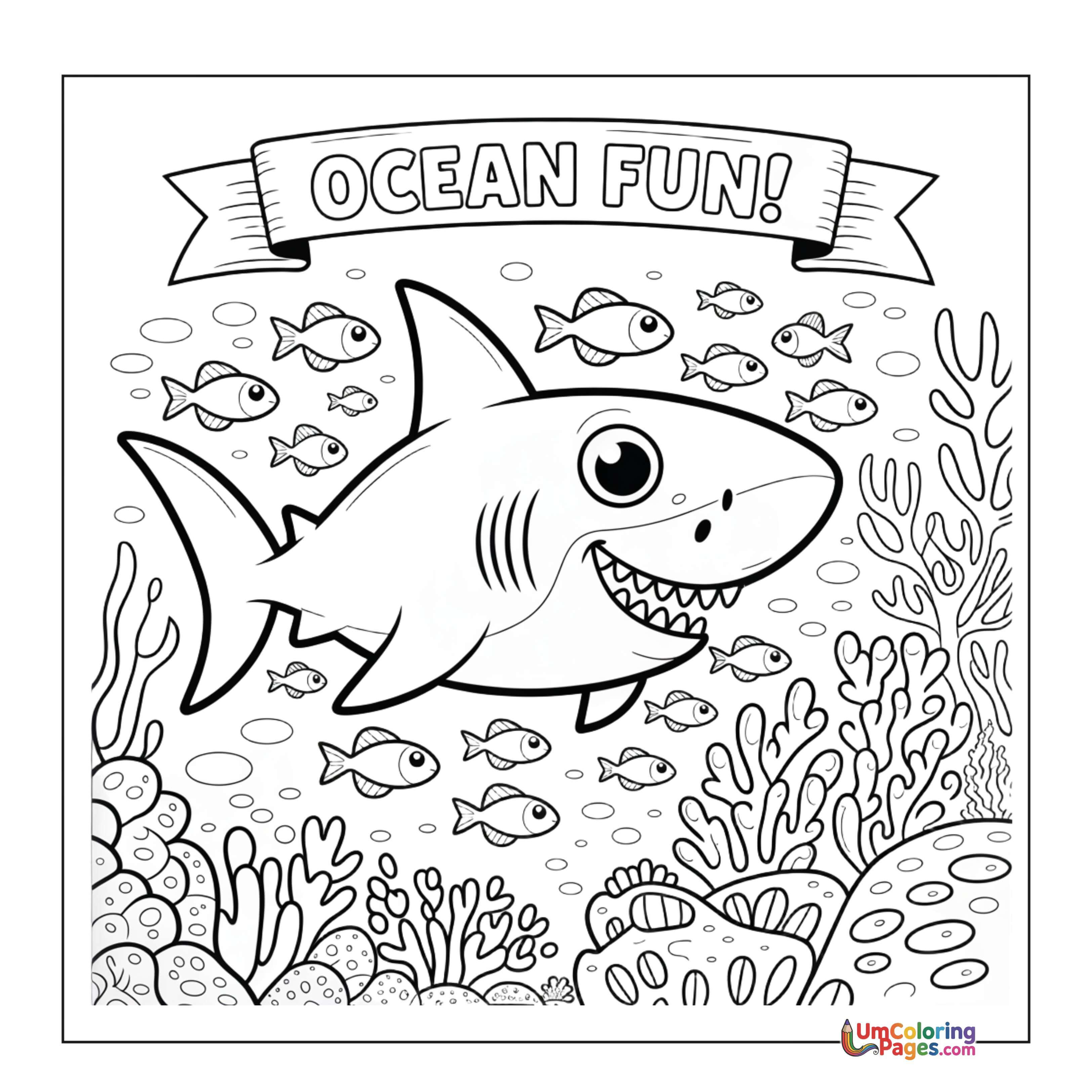 Shark coloring page 2 - free printable PDF