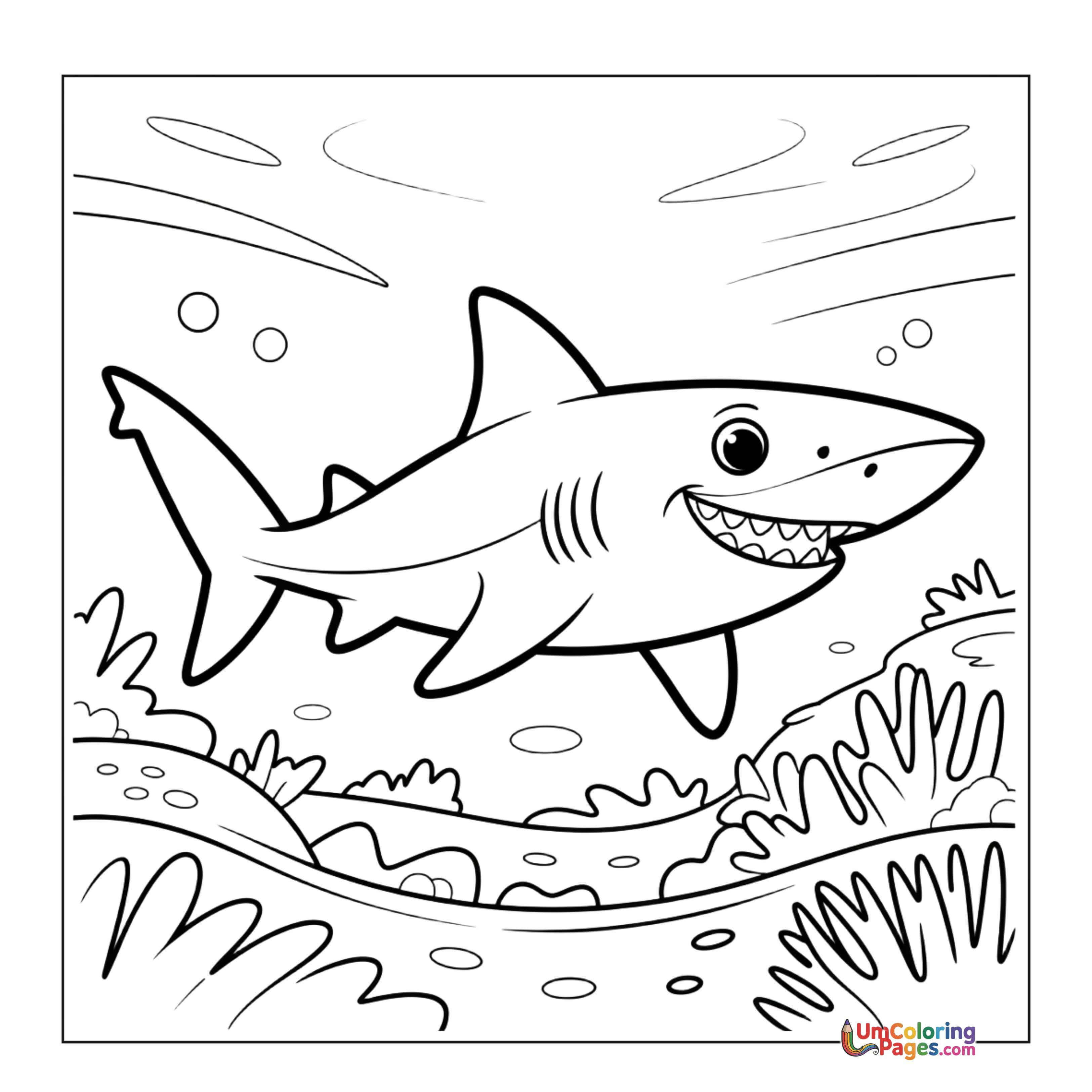 Shark coloring page 3 - free printable PDF