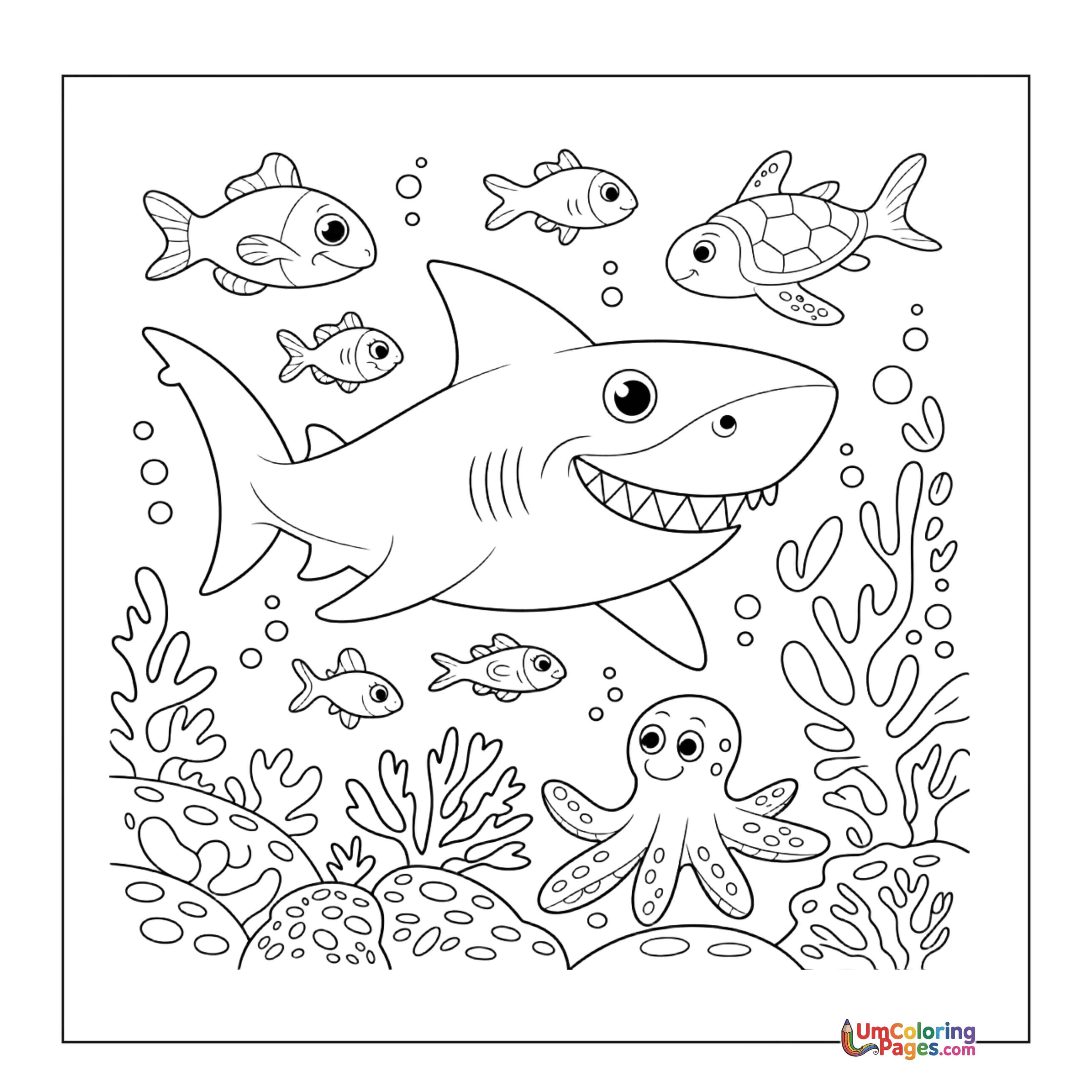Shark coloring page 4 - free printable PDF