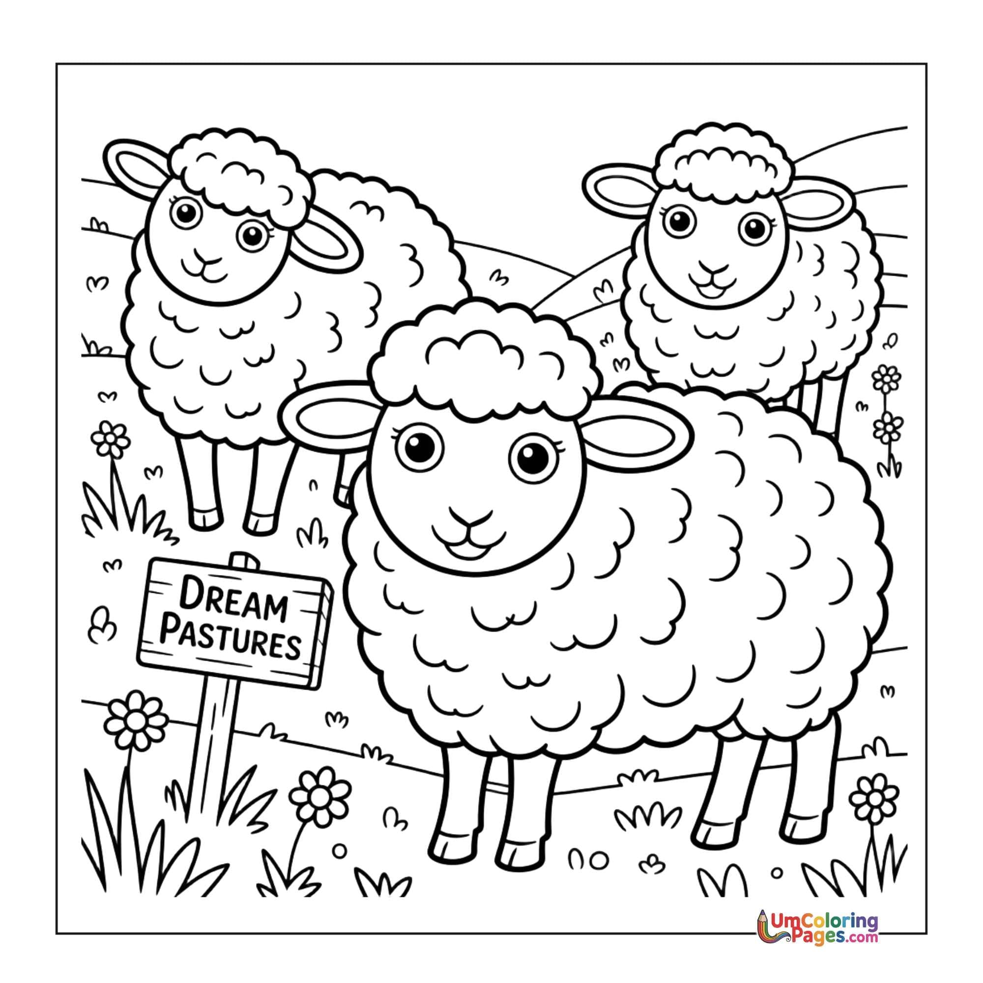 Sheep coloring page 3 - free printable PDF