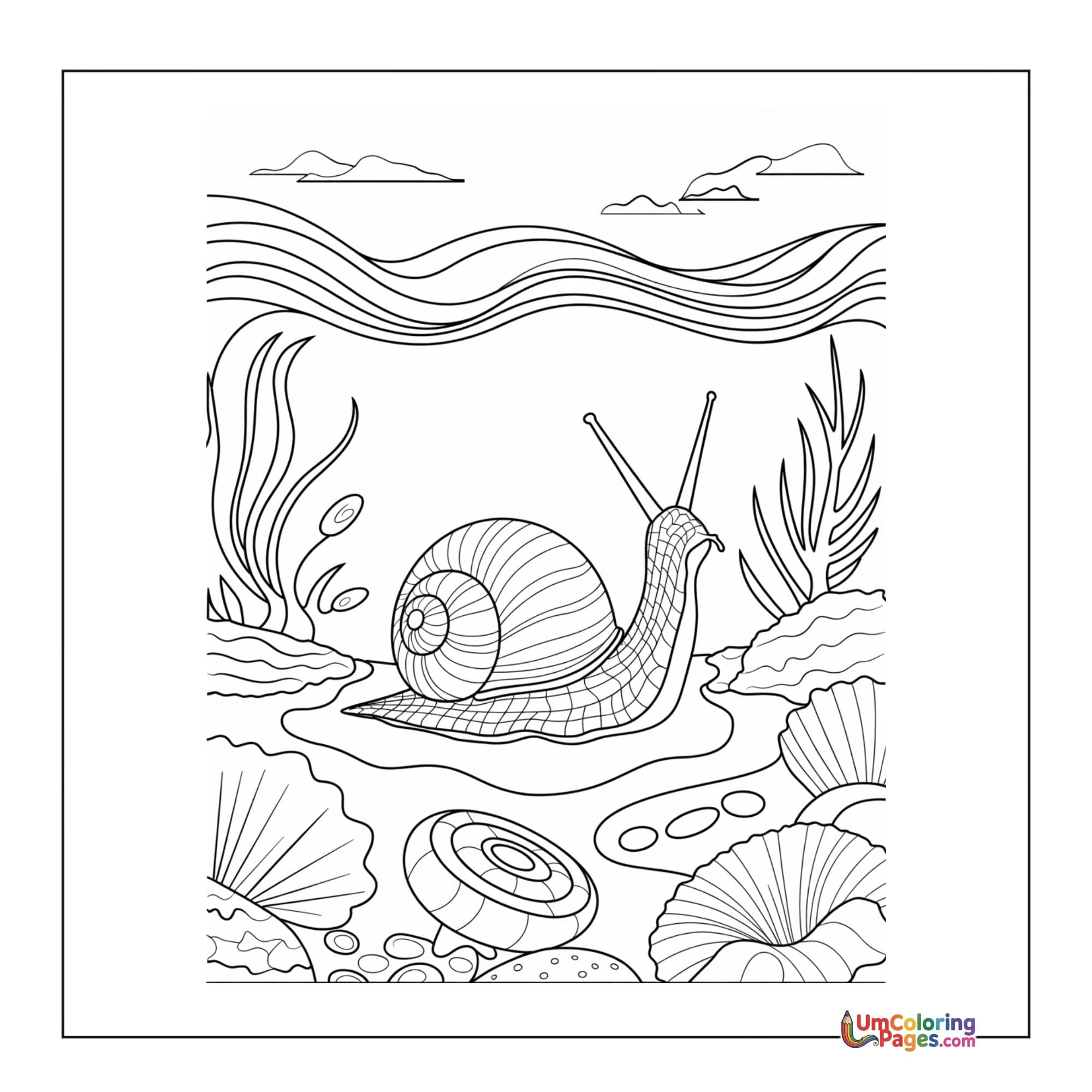 Snail coloring page 6 - free printable PDF
