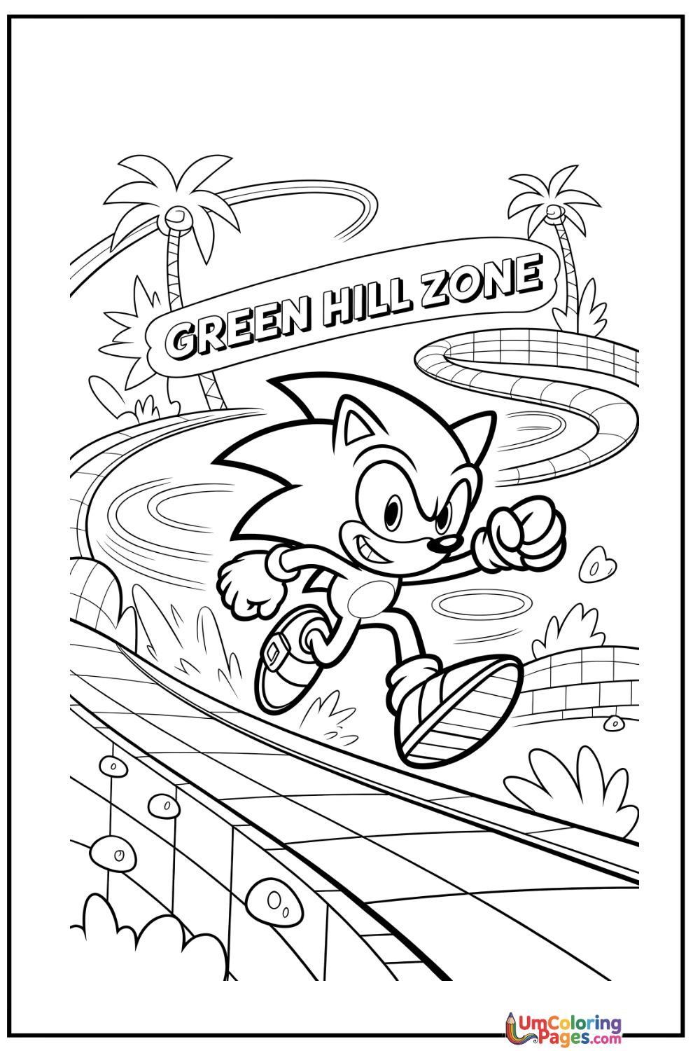 Sonic coloring page - free printable PDF for kids