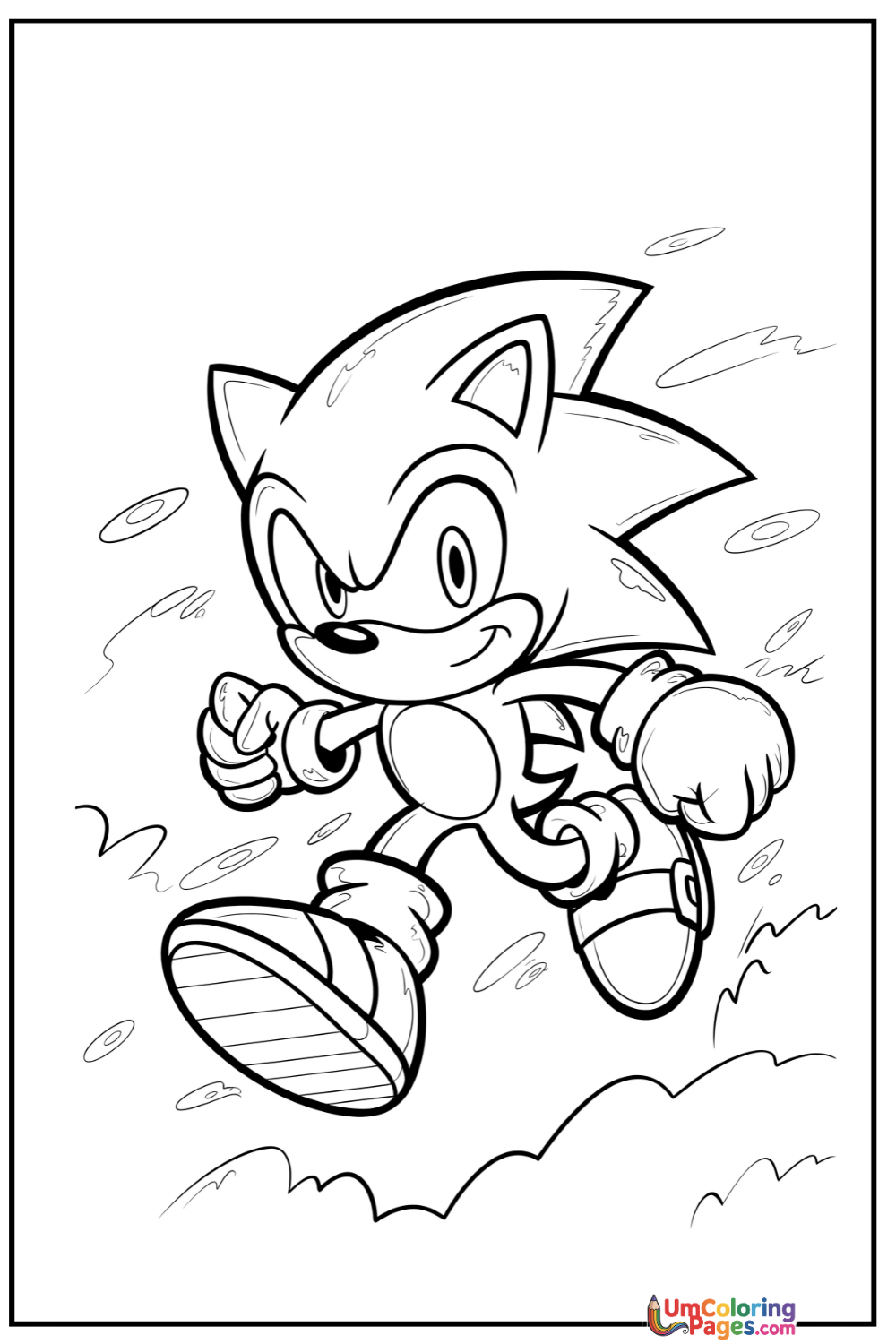 Sonic coloring page 2 - free printable PDF