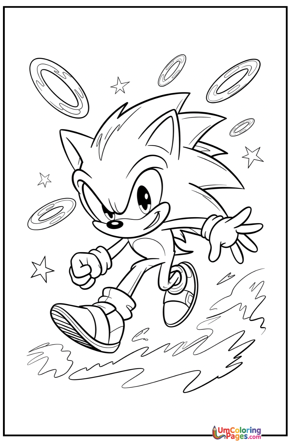 Sonic coloring page 3 - free printable PDF