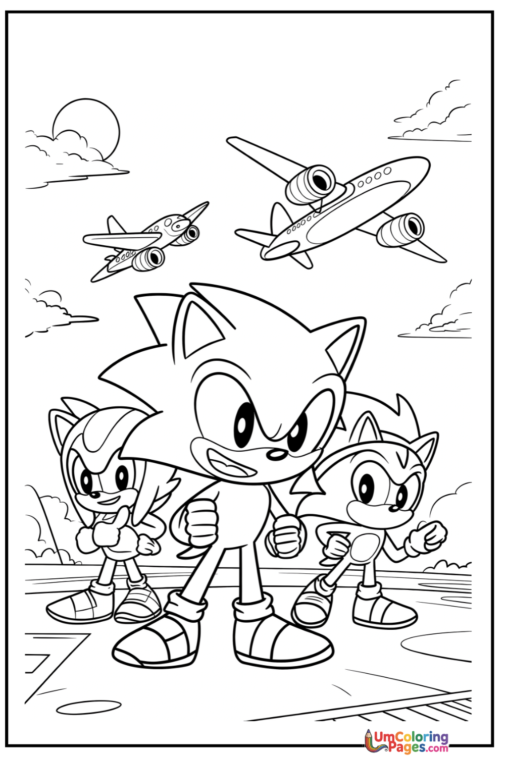 Sonic coloring page 6 - free printable PDF