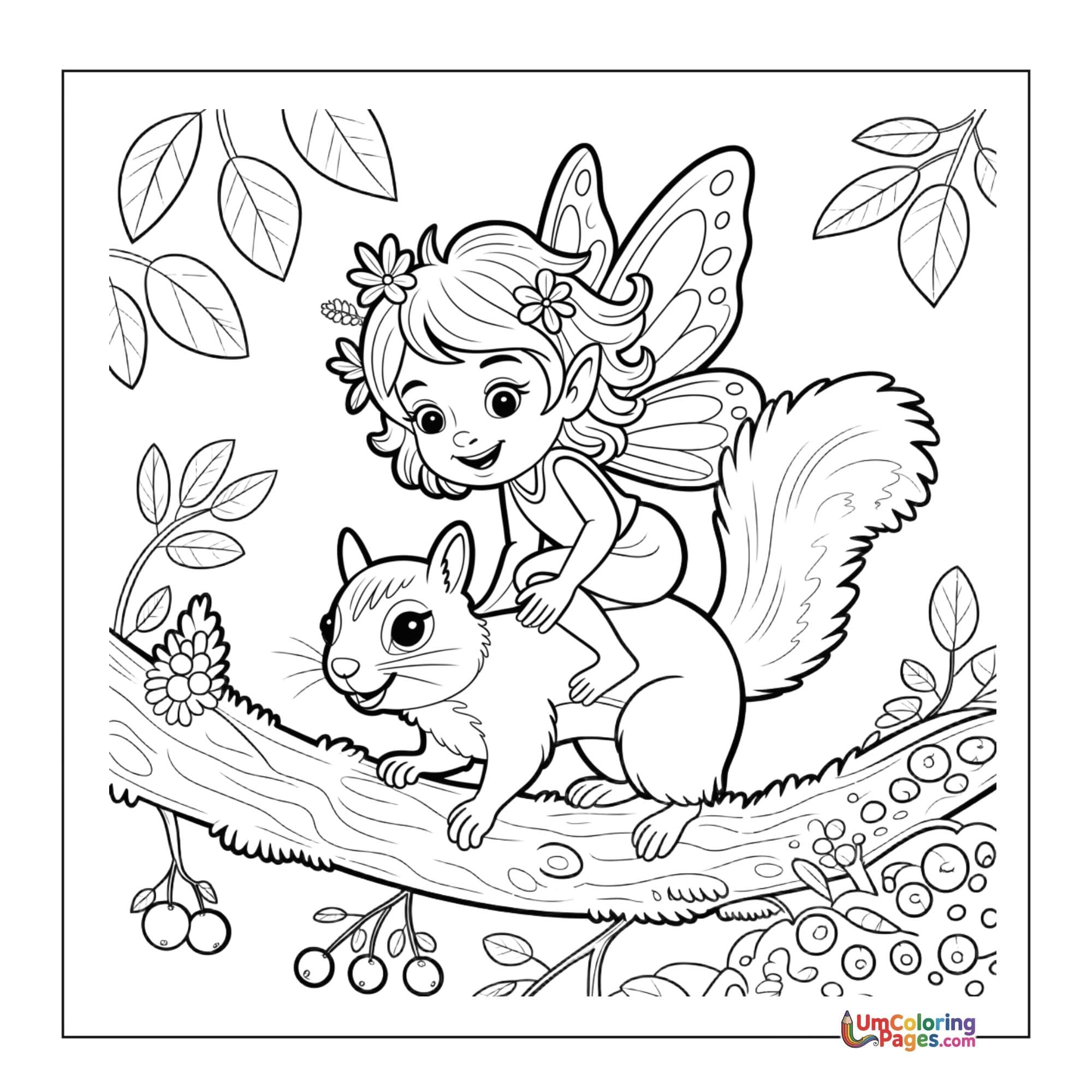 Squirrel coloring page 4 - free printable PDF