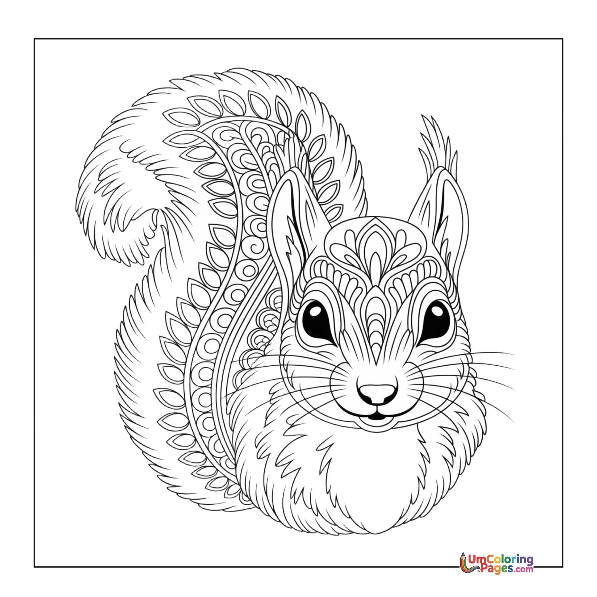 Squirrel coloring page 5 - free printable PDF