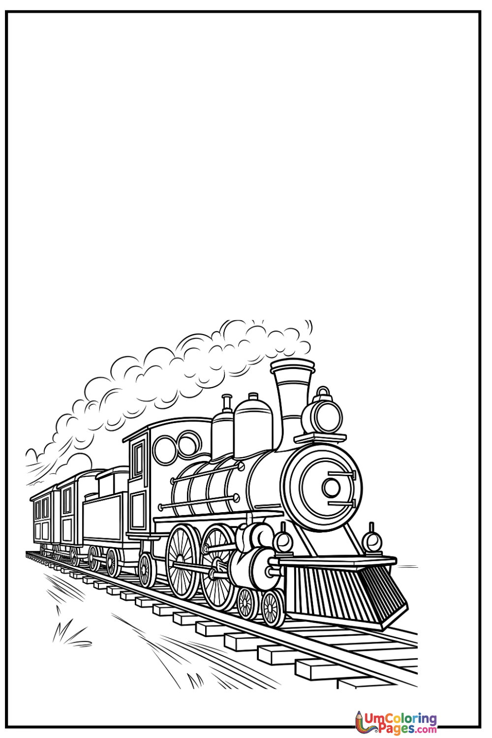 Steam Locomotive coloring page 2 - free printable PDF