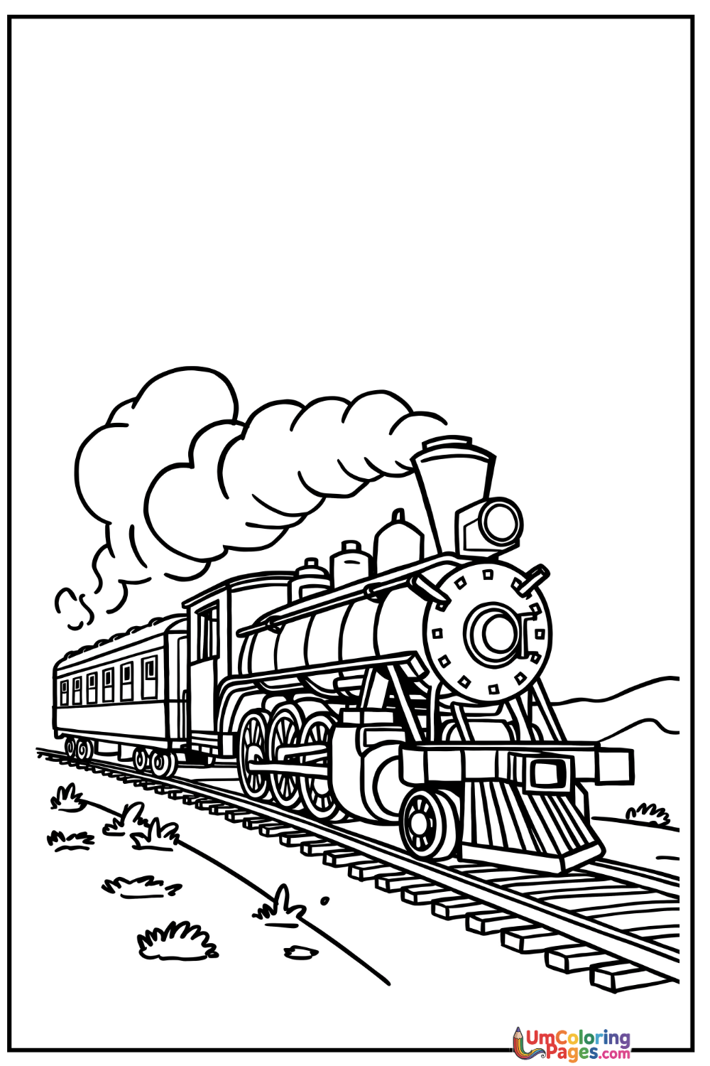 Steam Locomotive coloring page 4 - free printable PDF