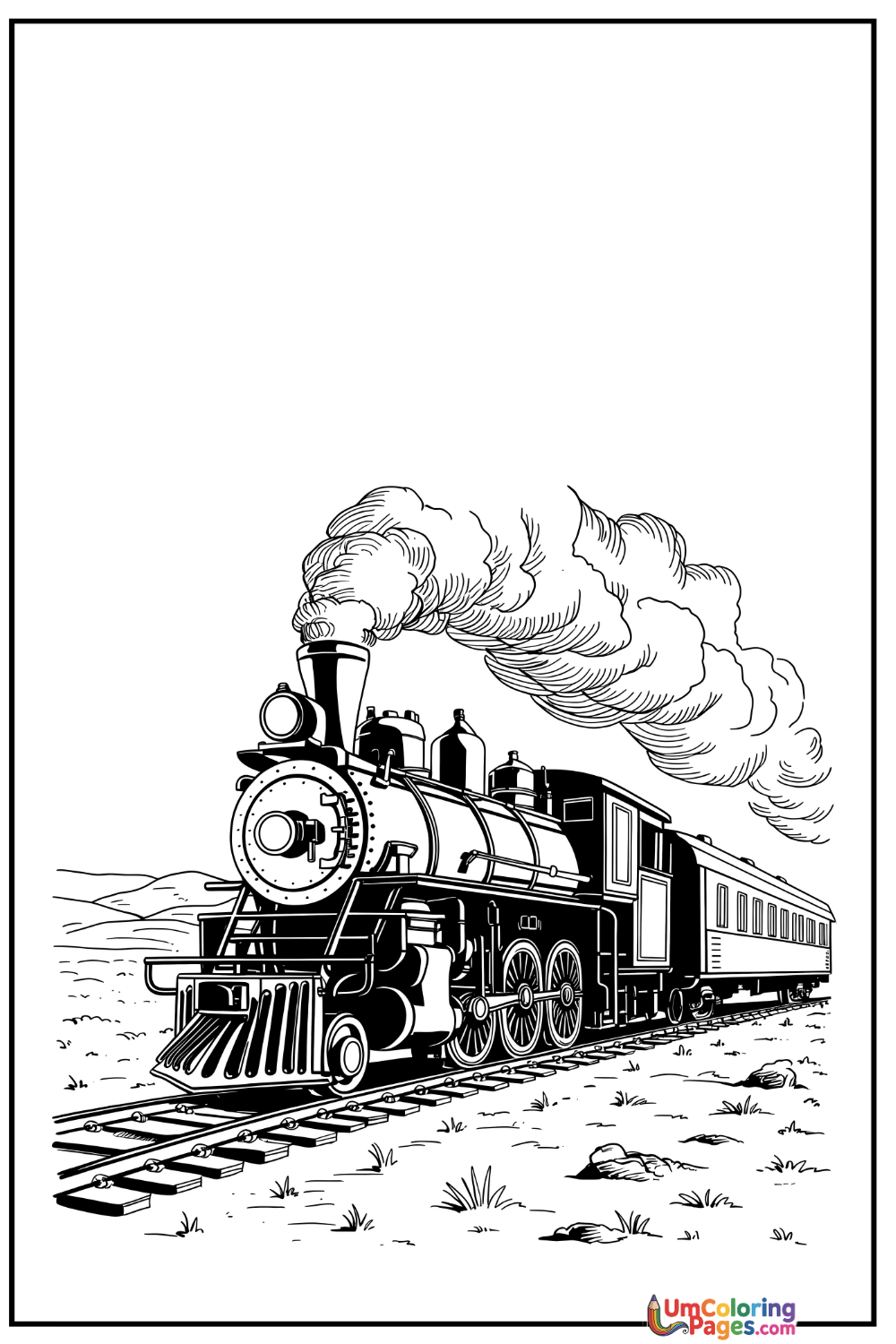 Steam Locomotive coloring page 5 - free printable PDF
