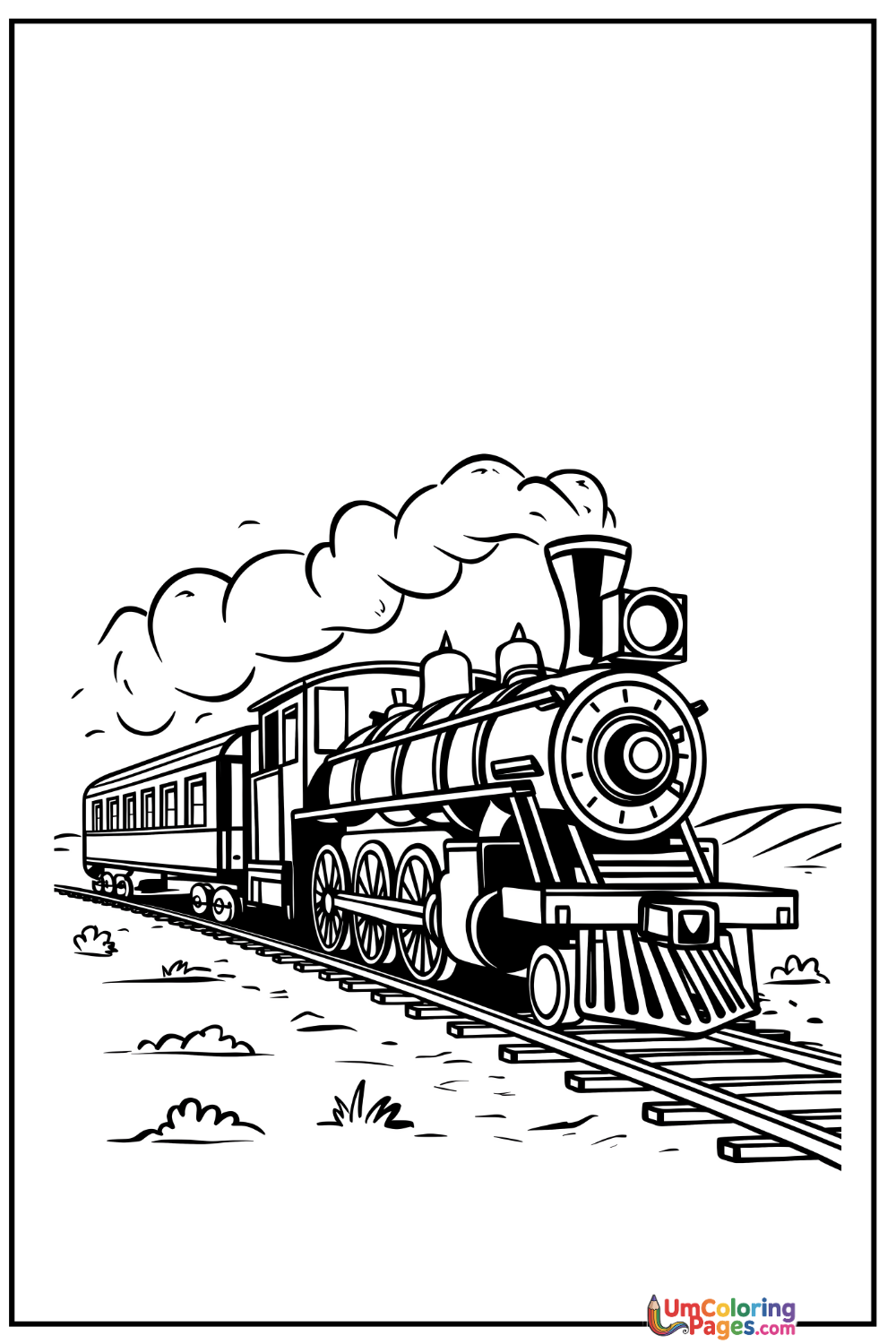 Steam Locomotive coloring page 6 - free printable PDF