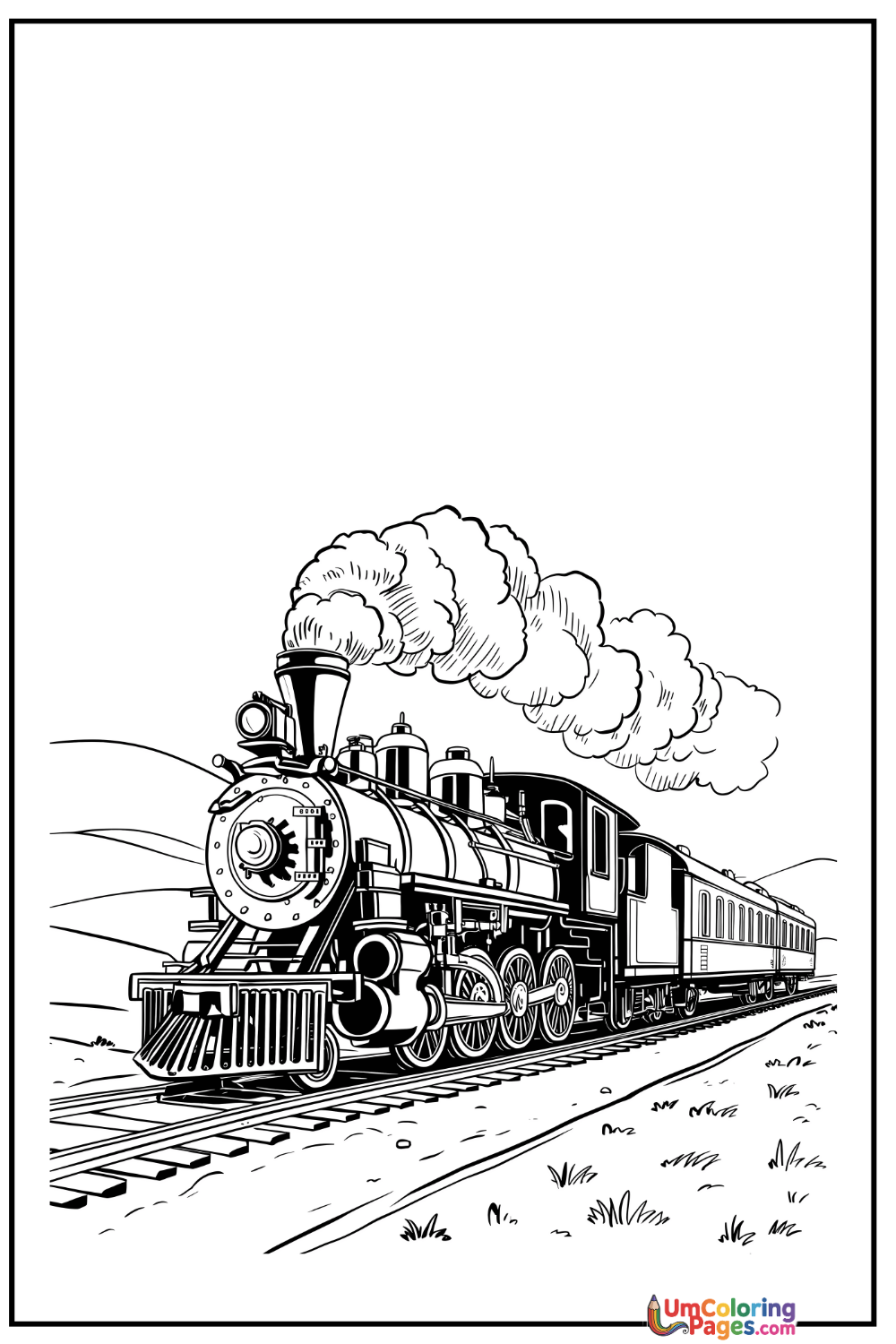Steam Locomotive coloring page 7 - free printable PDF