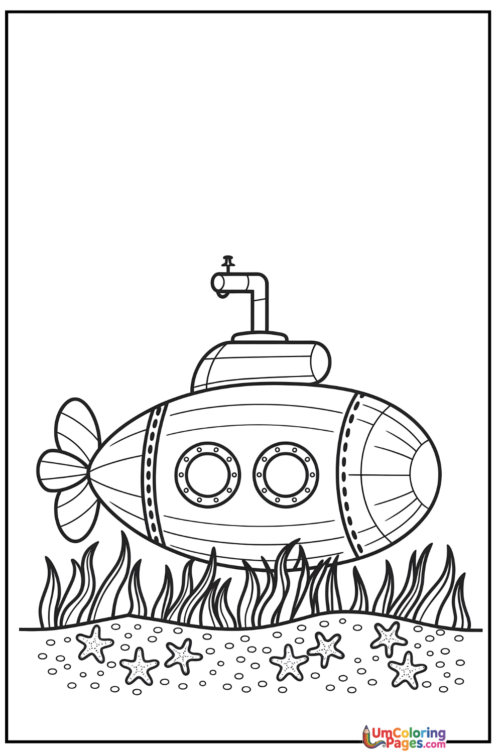 Submarine coloring page 3 - free printable PDF