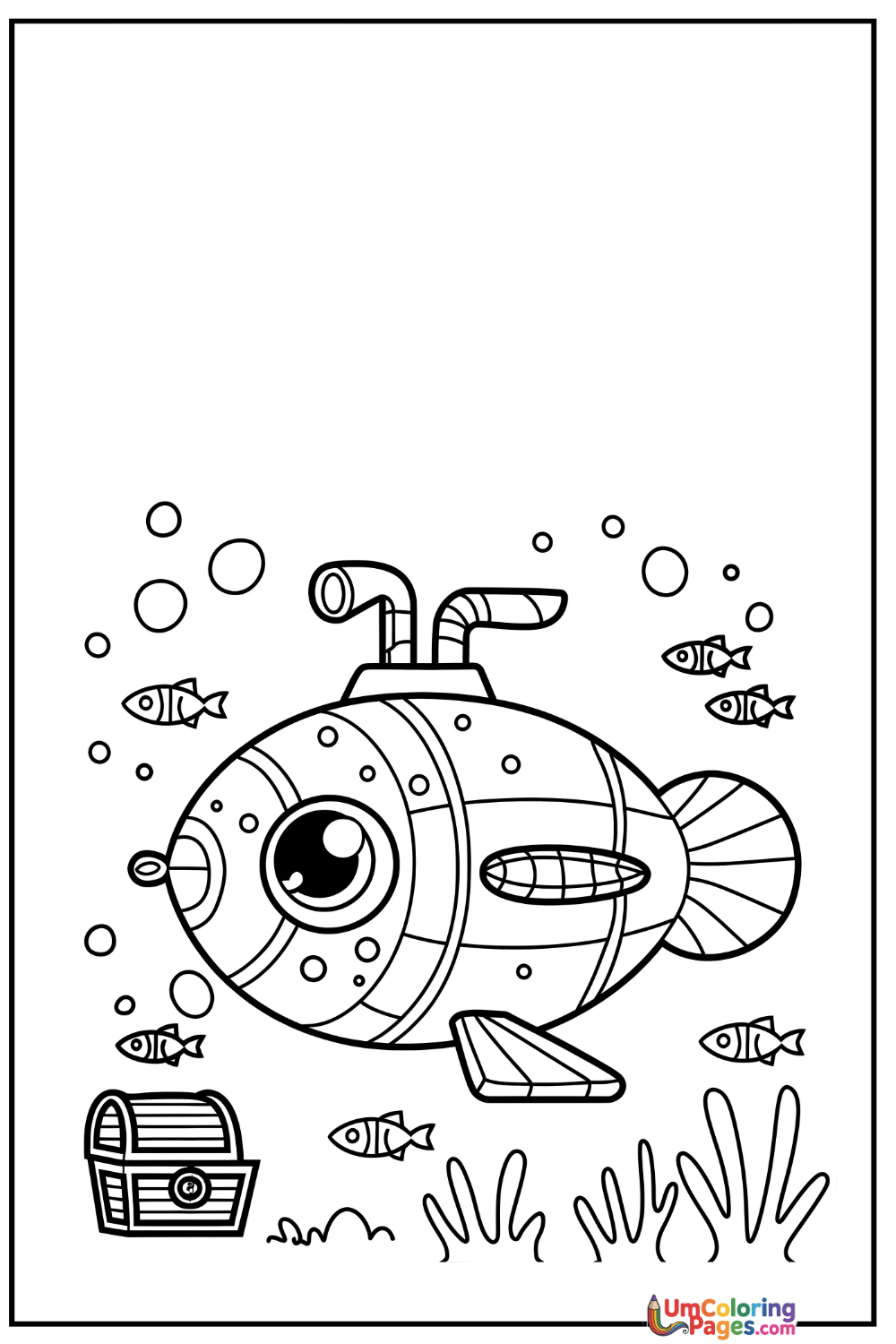 Submarine coloring page 4 - free printable PDF