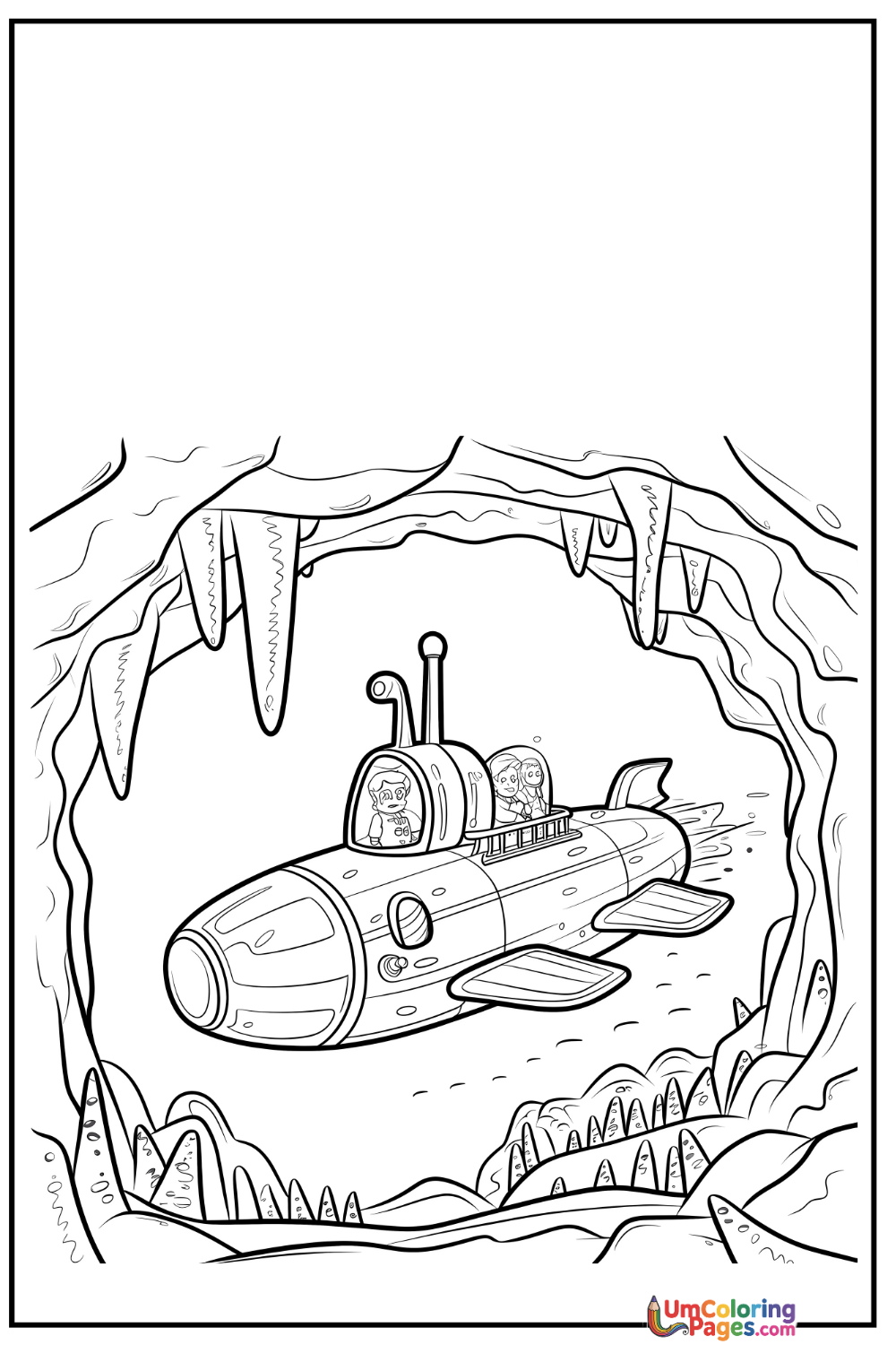 Submarine coloring page 6 - free printable PDF