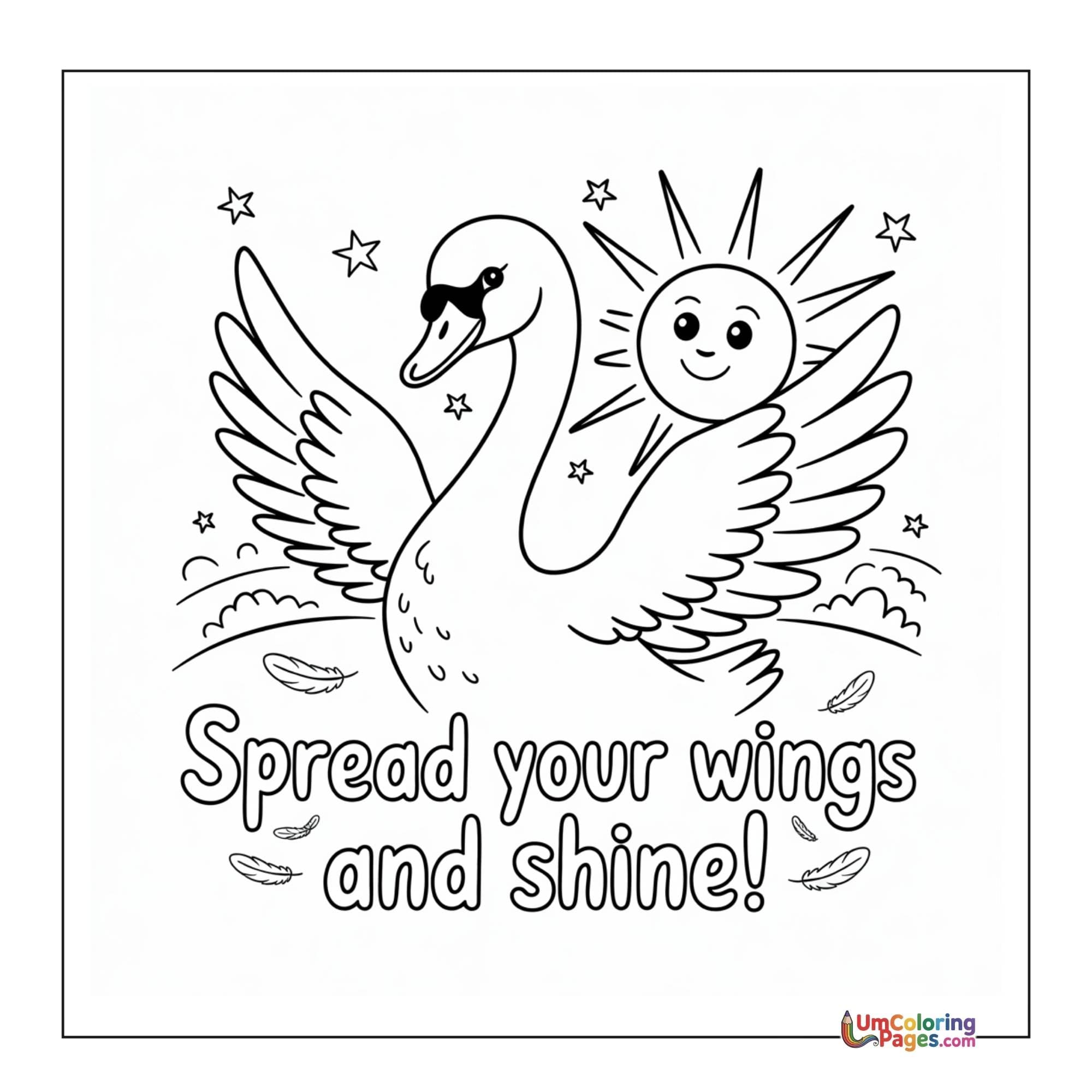 Swan coloring page 2 - free printable PDF