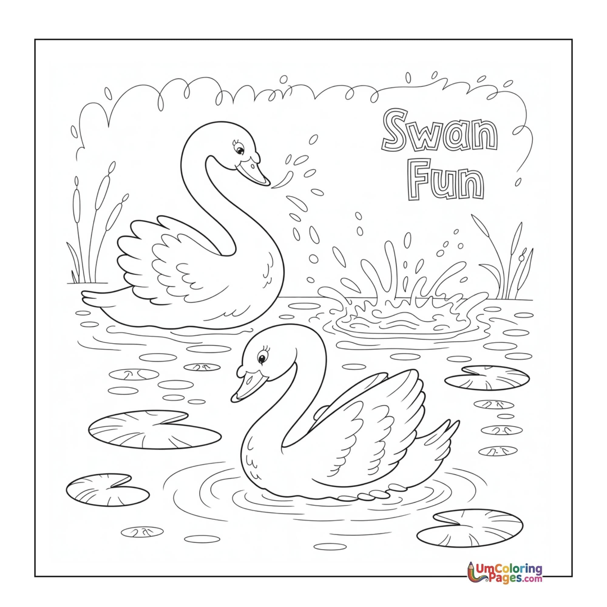 Swan coloring page 3 - free printable PDF