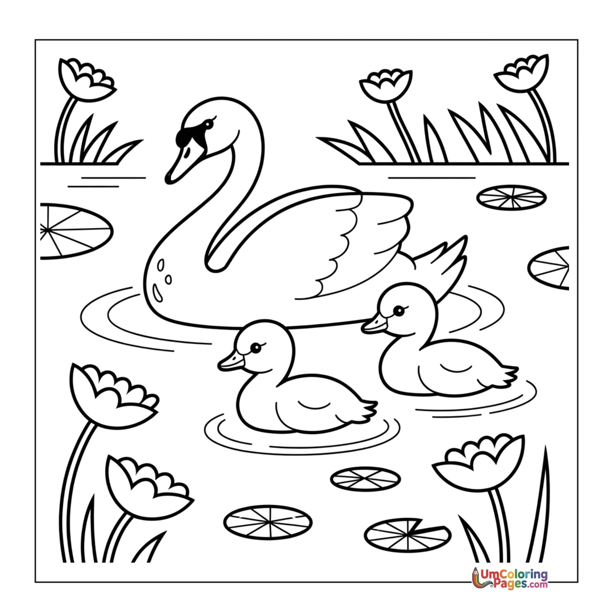 Swan coloring page 4 - free printable PDF