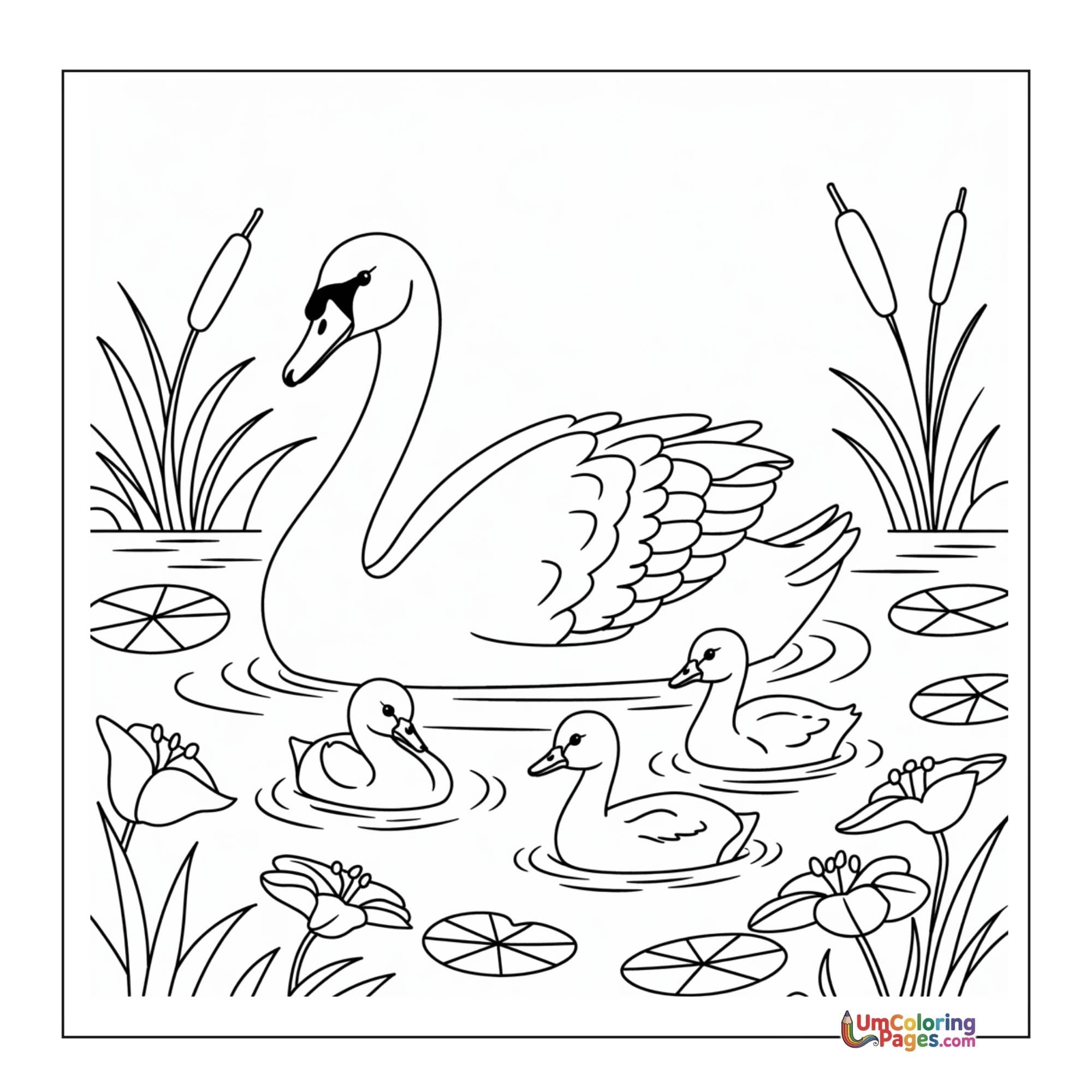 Swan coloring page 5 - free printable PDF