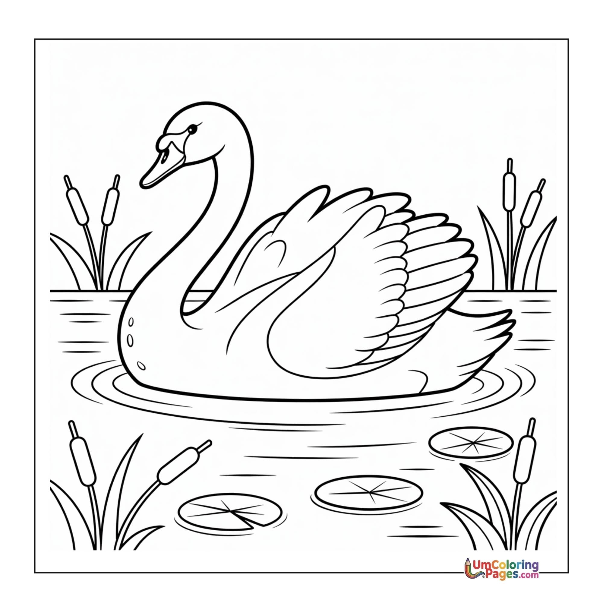 Swan coloring page 6 - free printable PDF