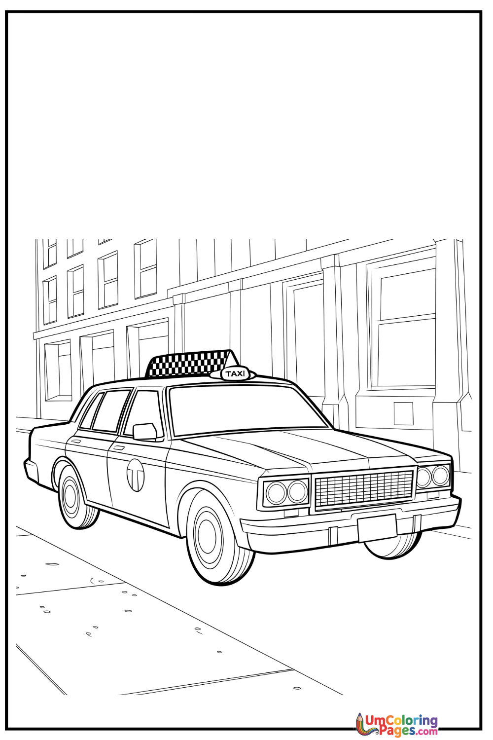Taxi coloring page - free printable