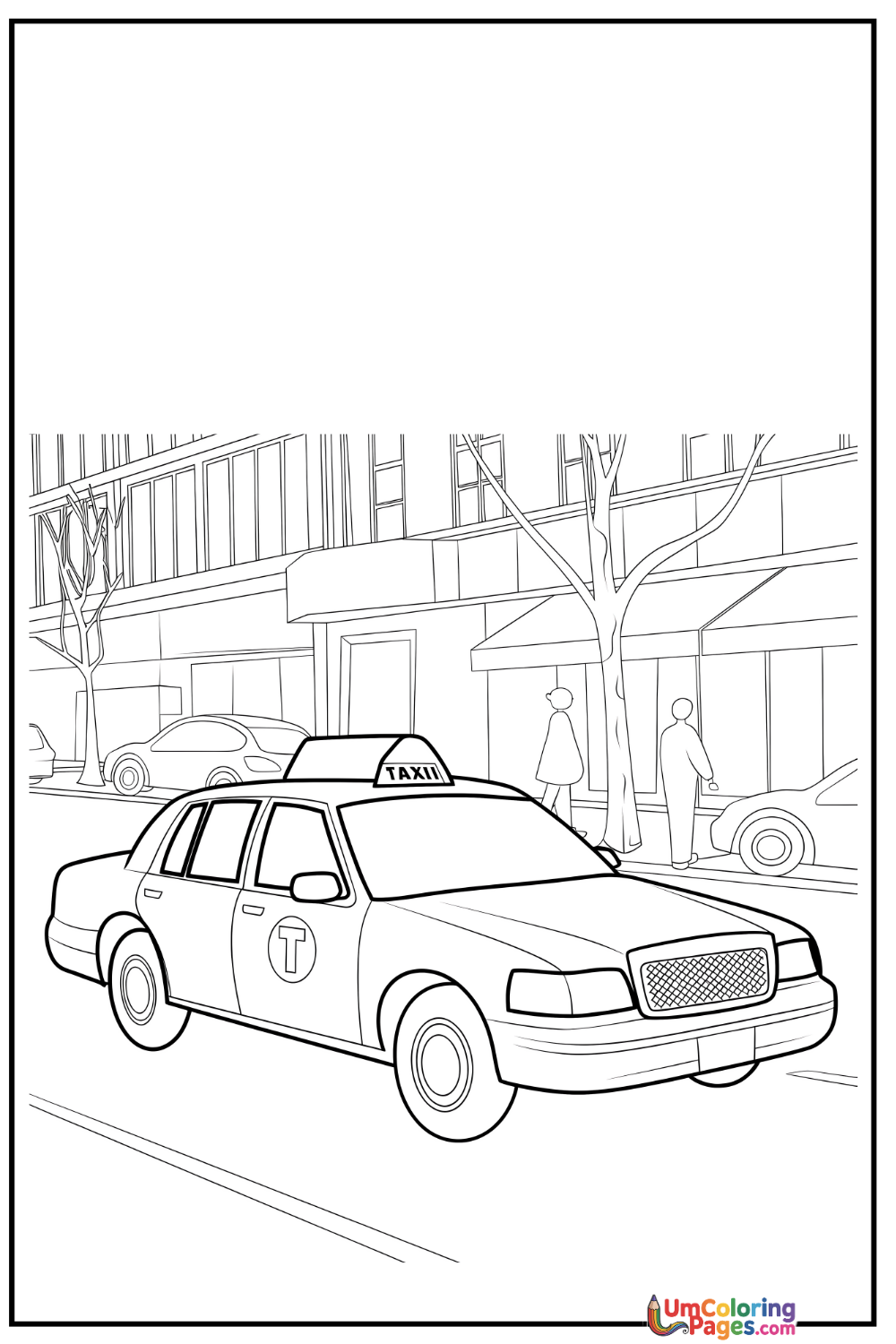 Taxi coloring page 2 - free printable PDF