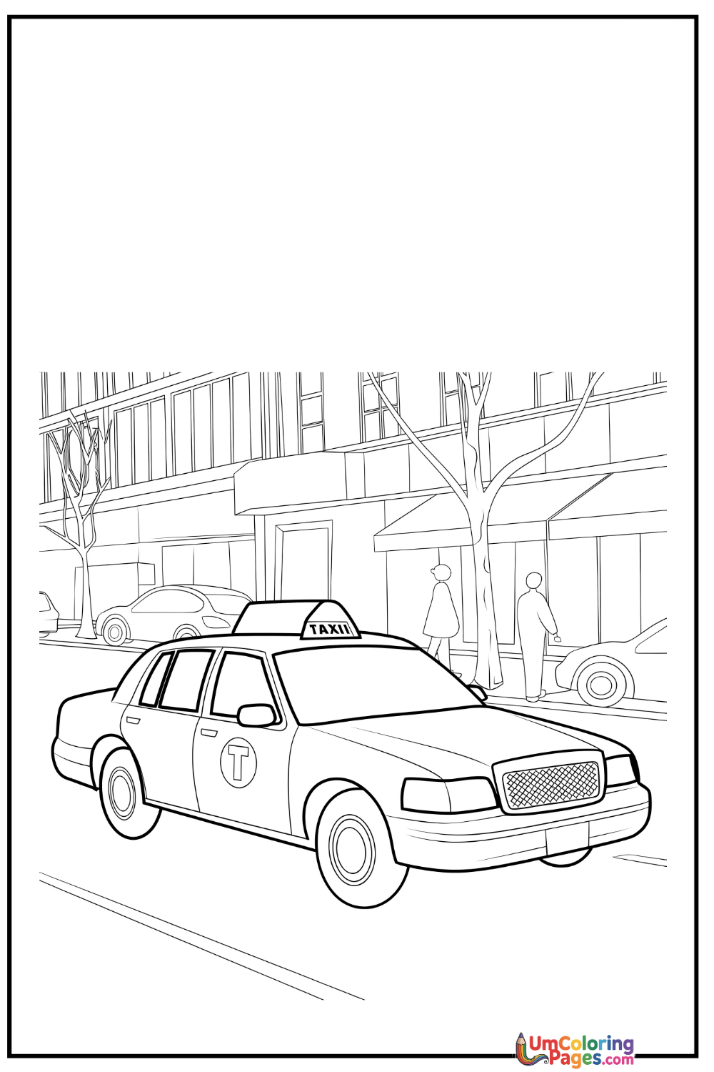 Taxi coloring page 4 - free printable PDF