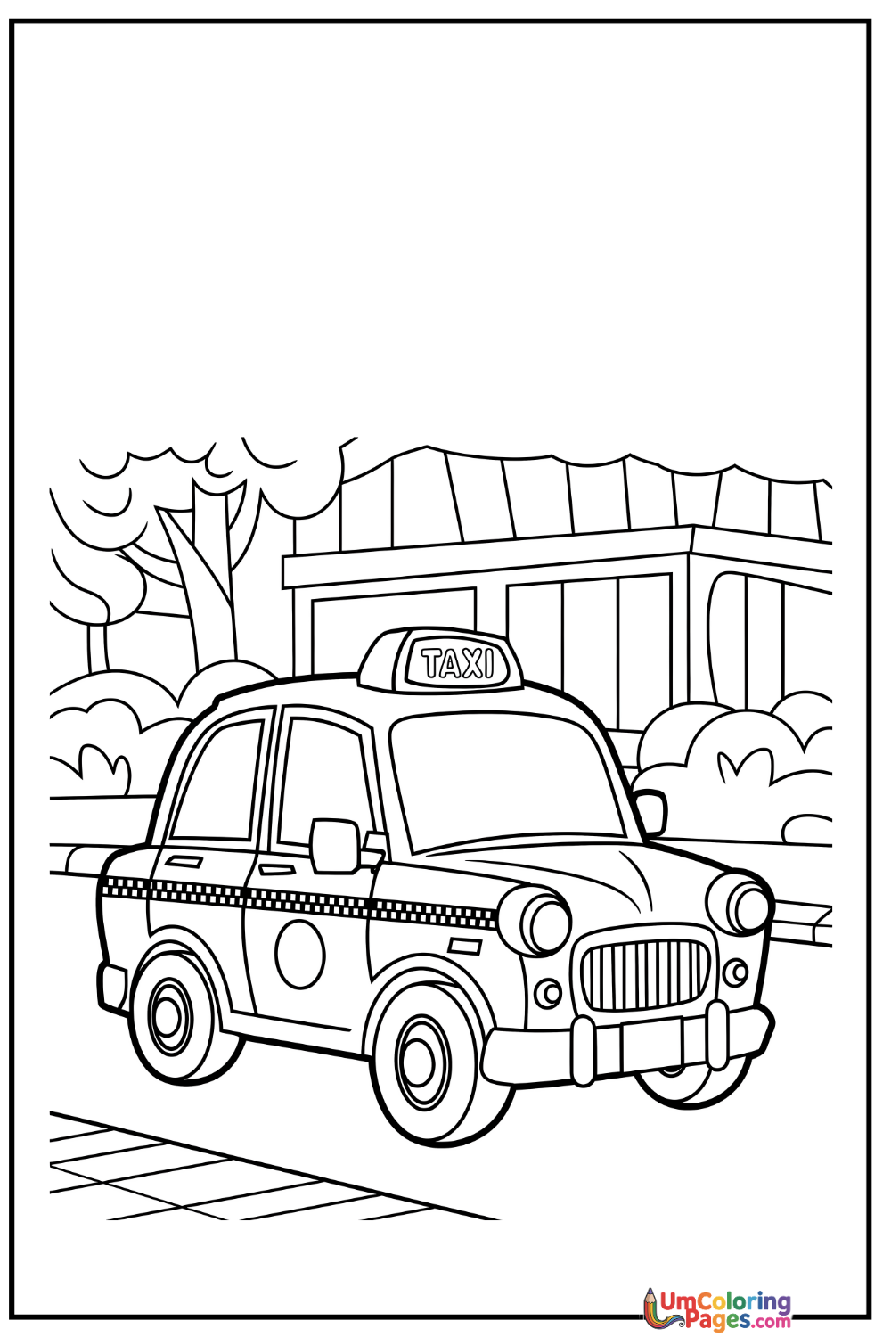 Taxi coloring page 6 - free printable PDF