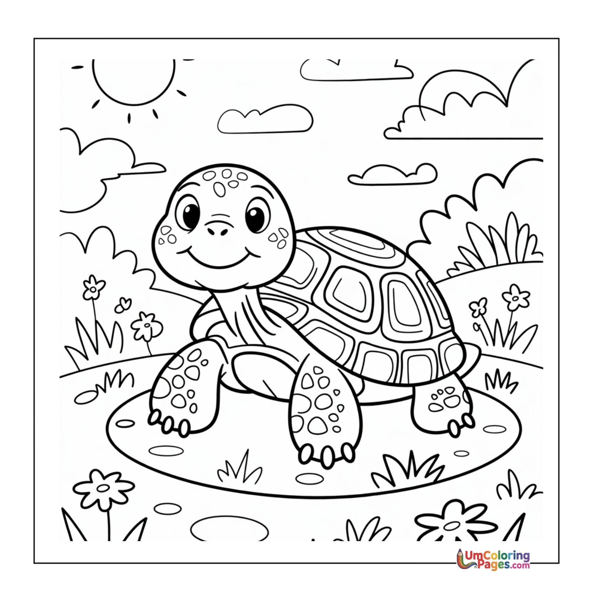 Tortoise coloring page 2 - free printable PDF