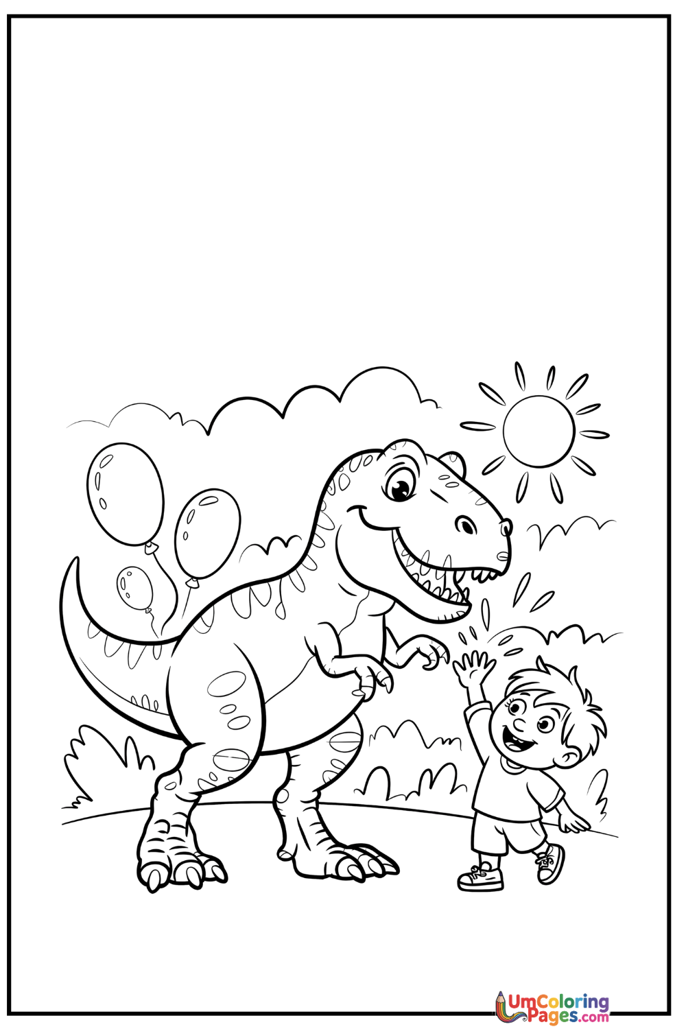 T-Rex coloring page 2 - free printable PDF