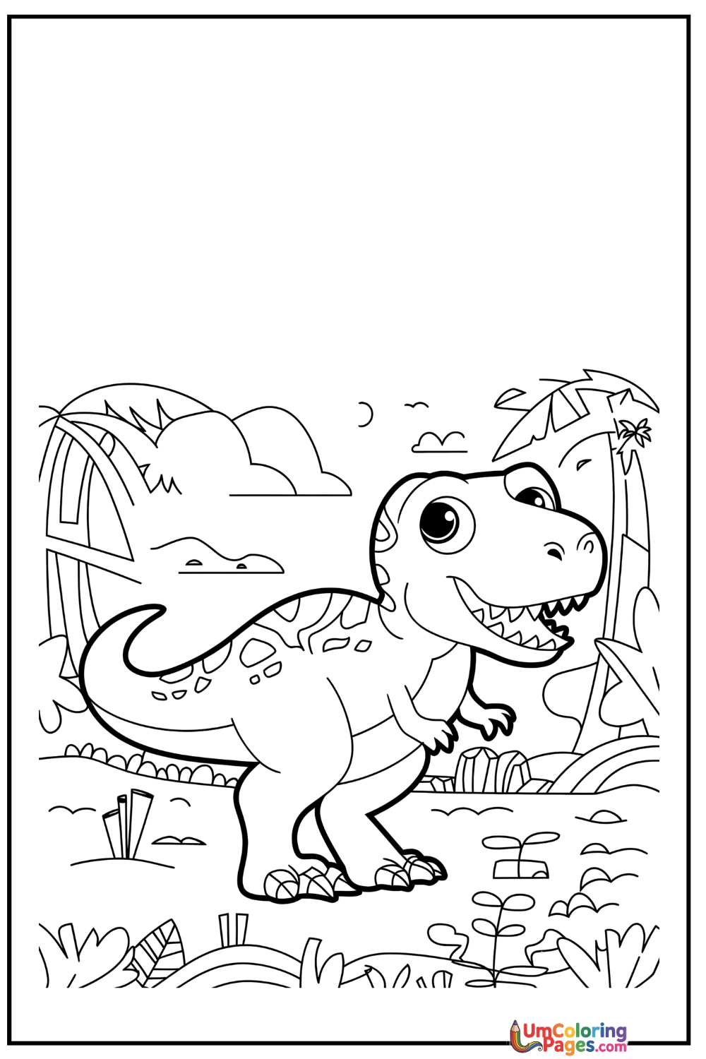T-Rex coloring page 4 - free printable PDF