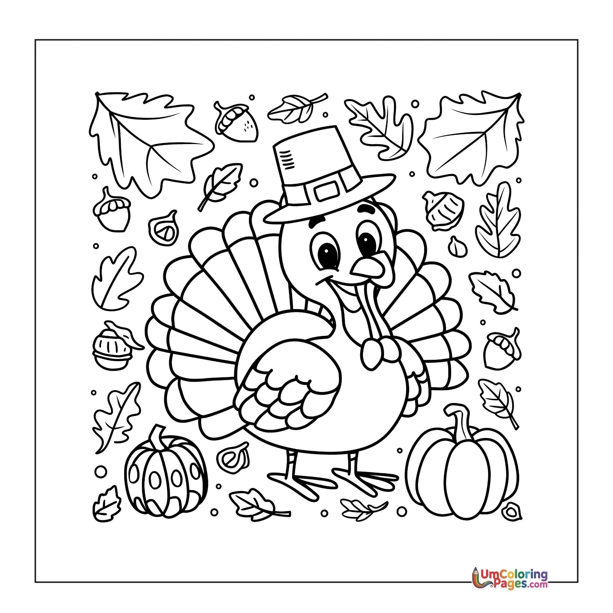 Turkey coloring page 2 - free printable PDF