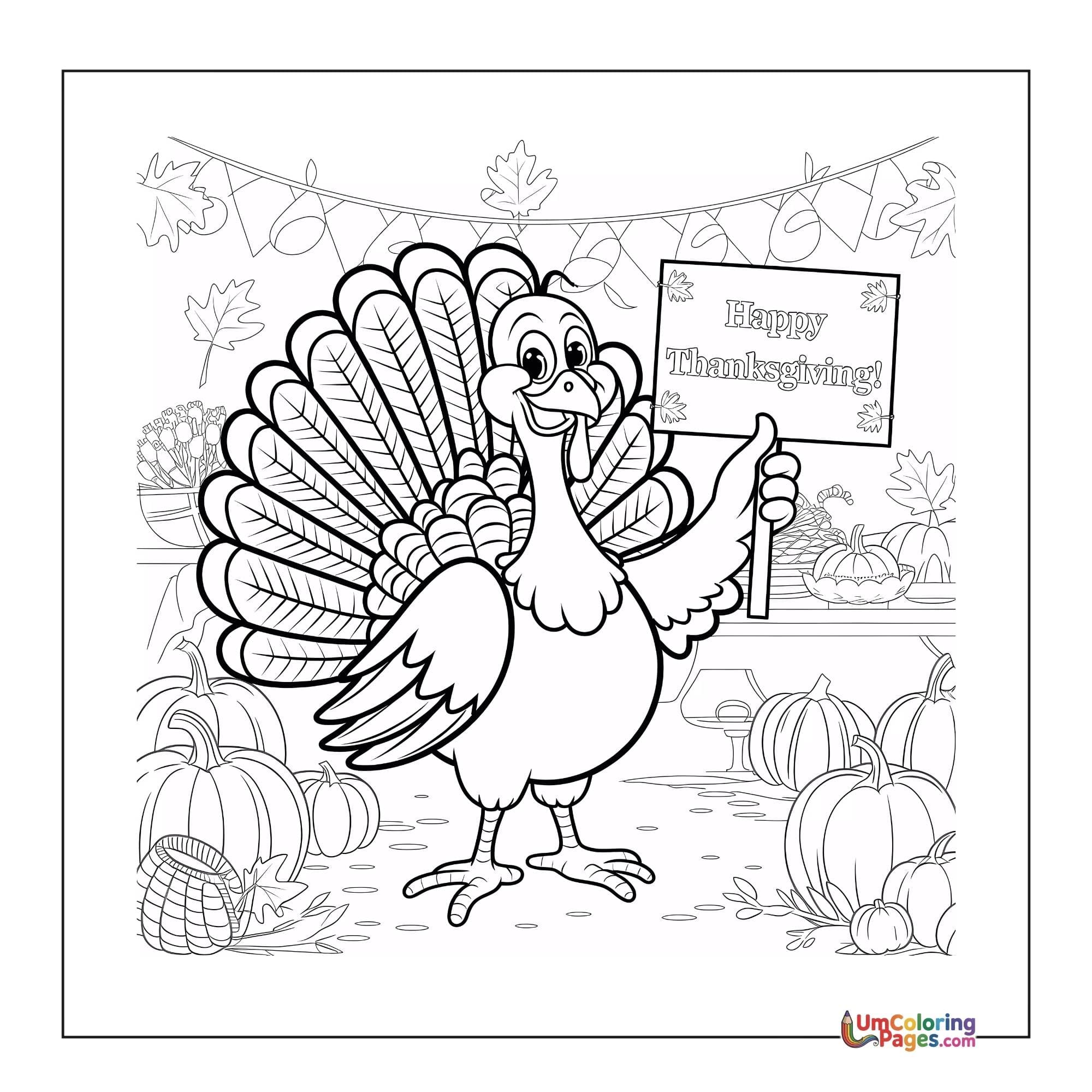 Turkey coloring page 5 - free printable PDF