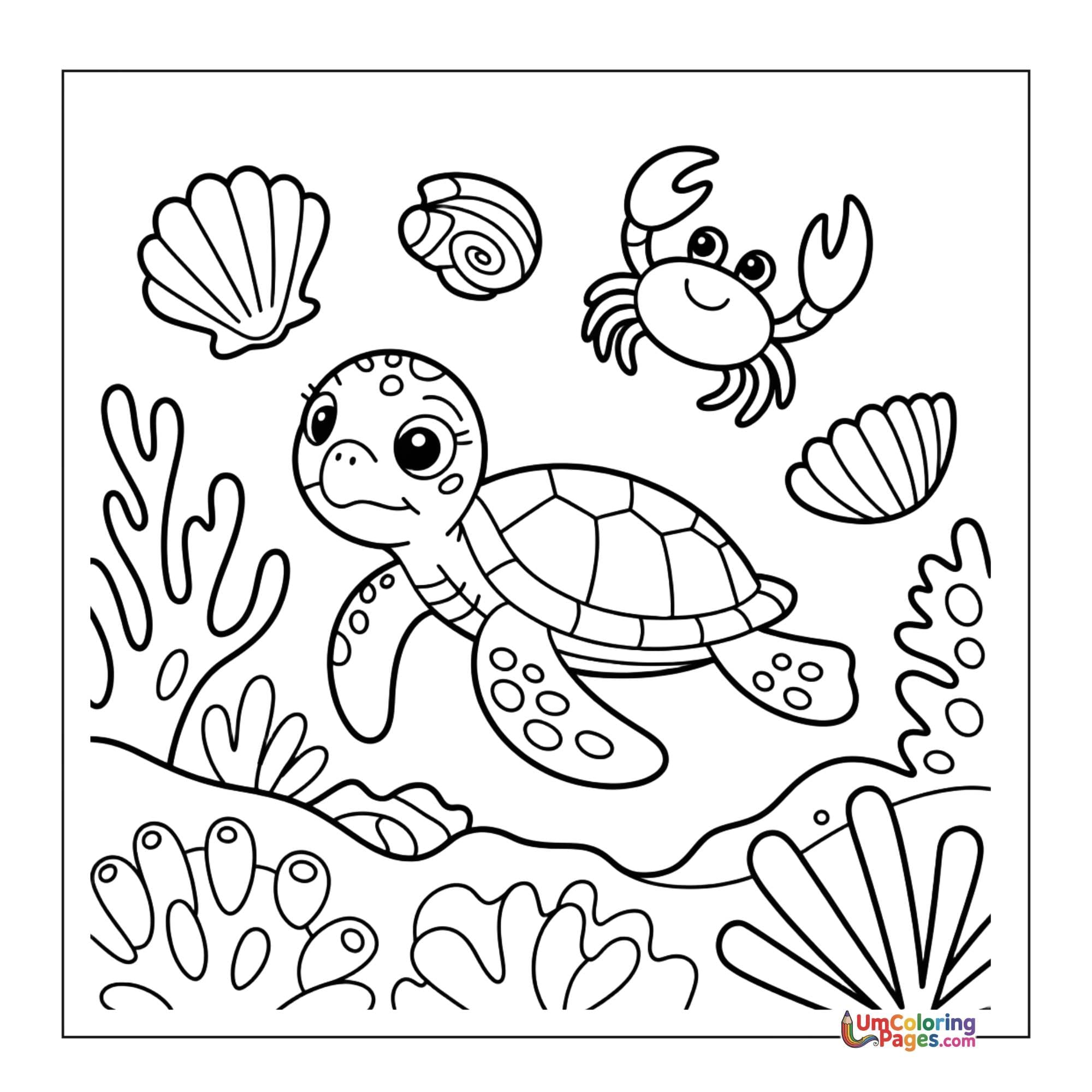Turtle coloring page 2 - free printable PDF