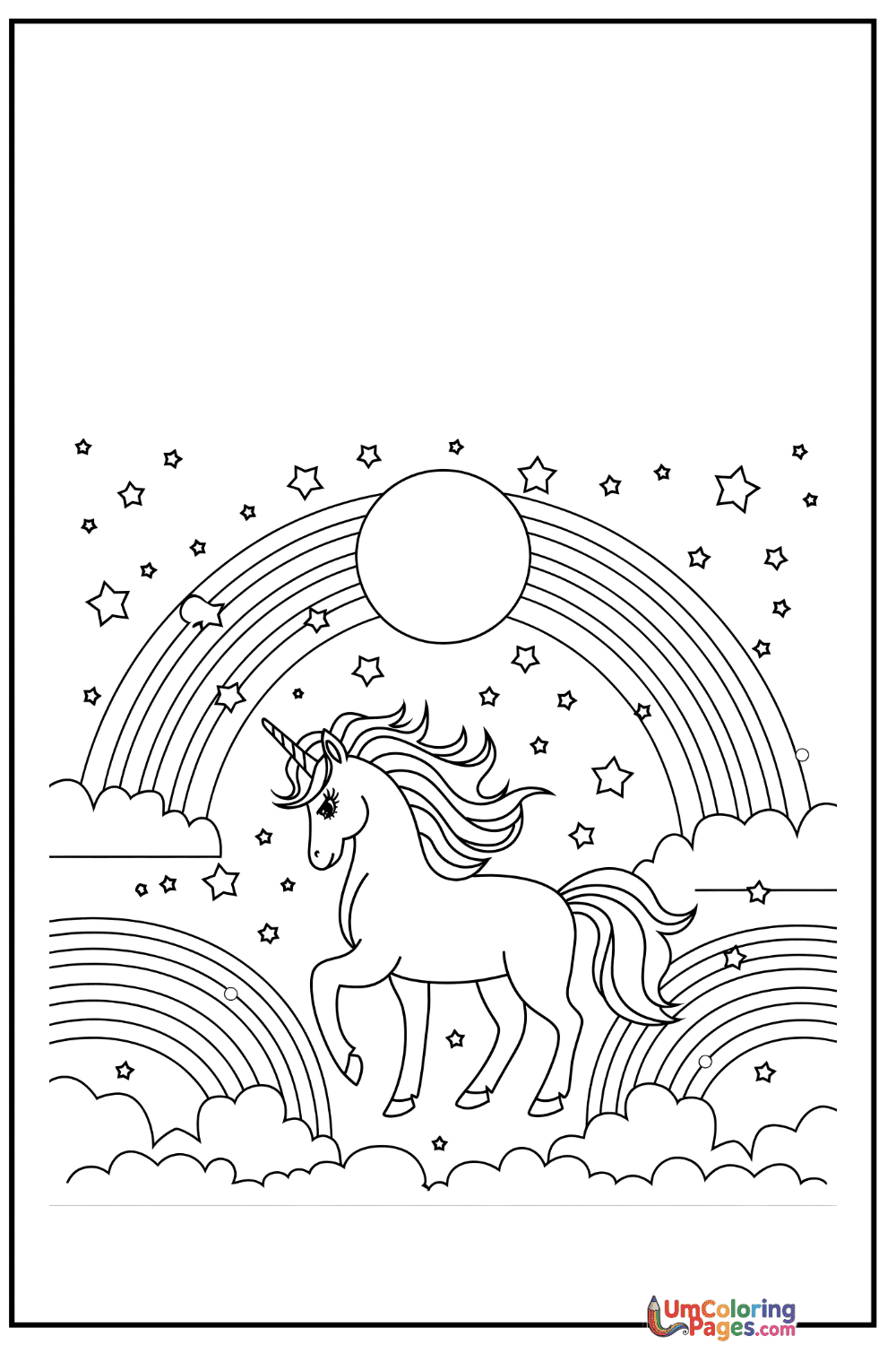 Unicorn coloring page - free printable