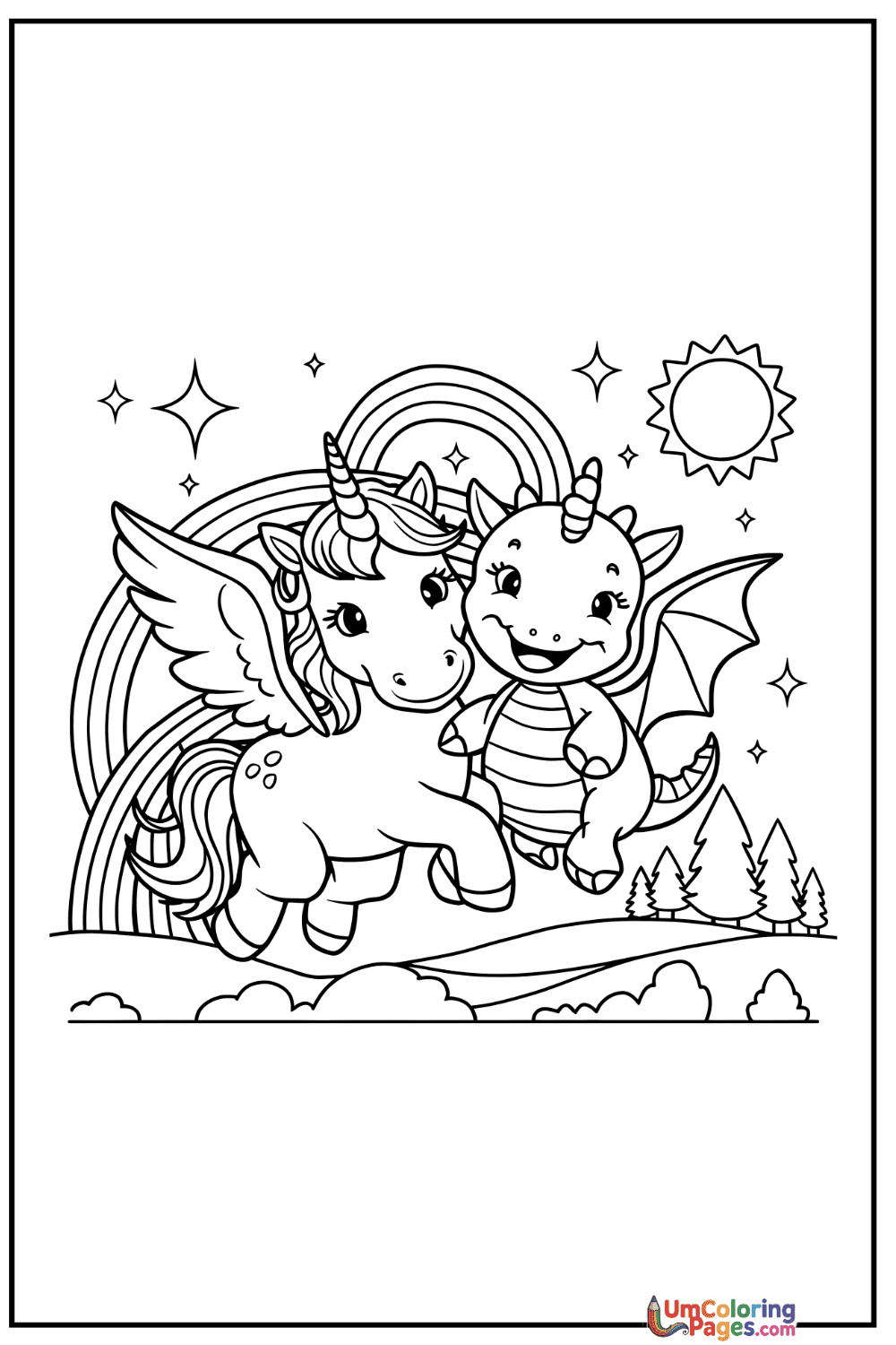 Unicorn coloring page 10 - free printable PDF