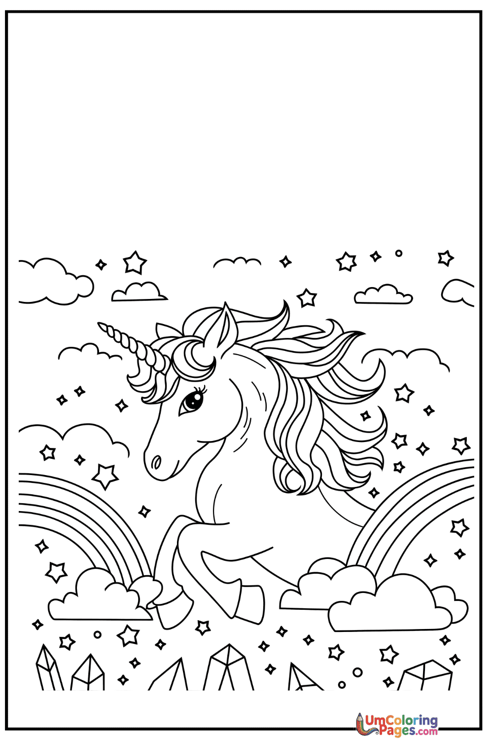 Unicorn coloring page 2 - free printable PDF